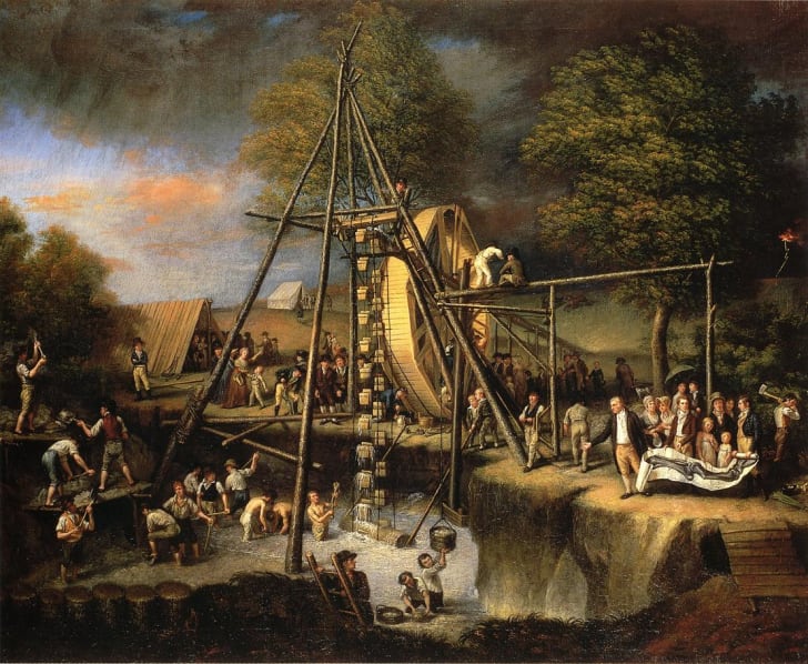 A painting of The Exhumation of the Mastadon