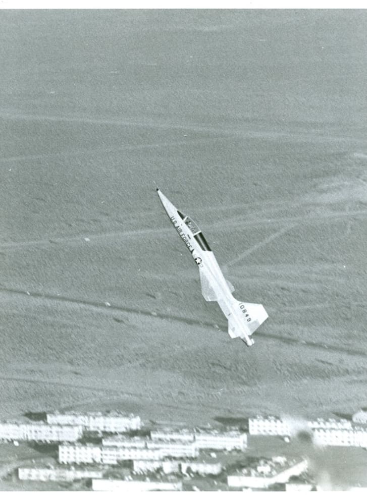 A plane takes off at a steep incline