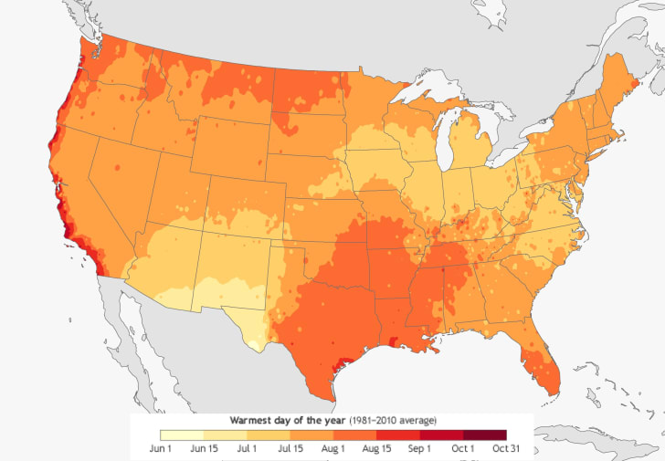 The Hottest Day in Each State Mental Floss