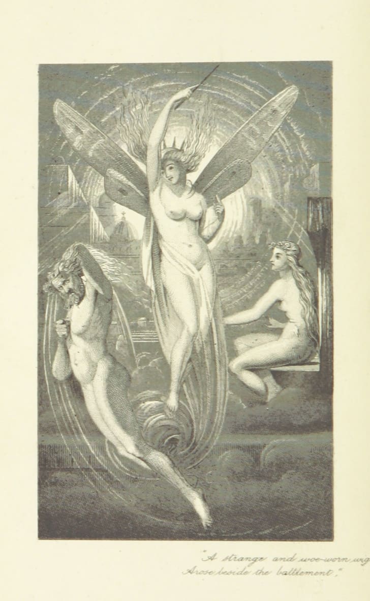 An image of fairies from fairies from "The Poetical Works of Percy Bysshe Shelley"