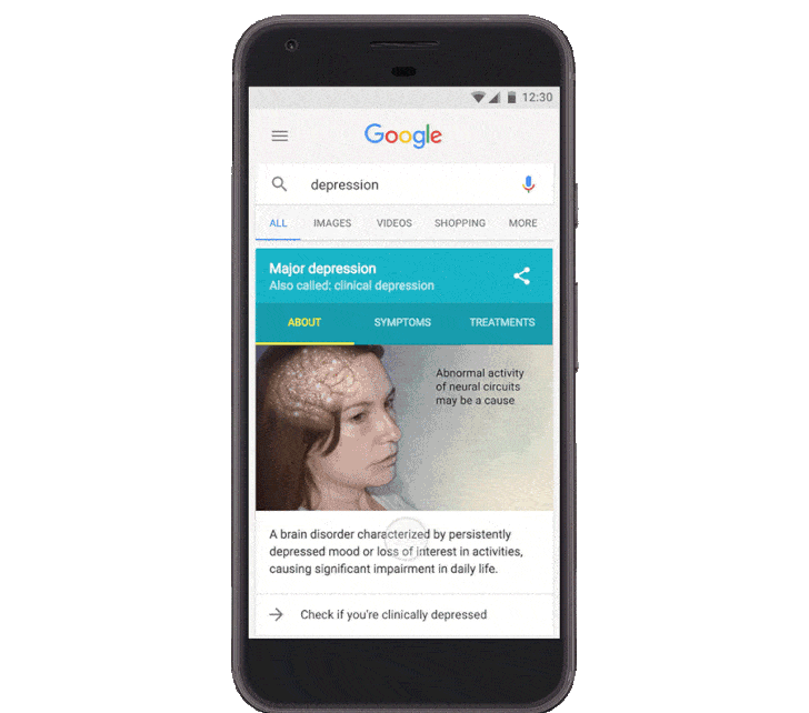 Google's new depression-focused "Knowledge Box"
