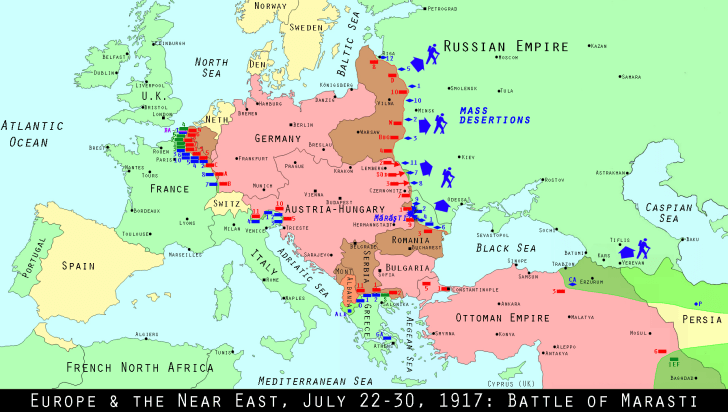 Map of Europe July 22 1917