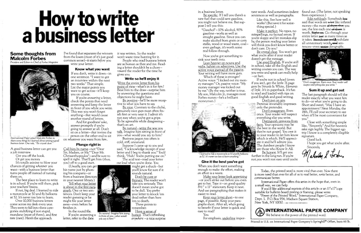 Malcolm forbes how to write a business letter image