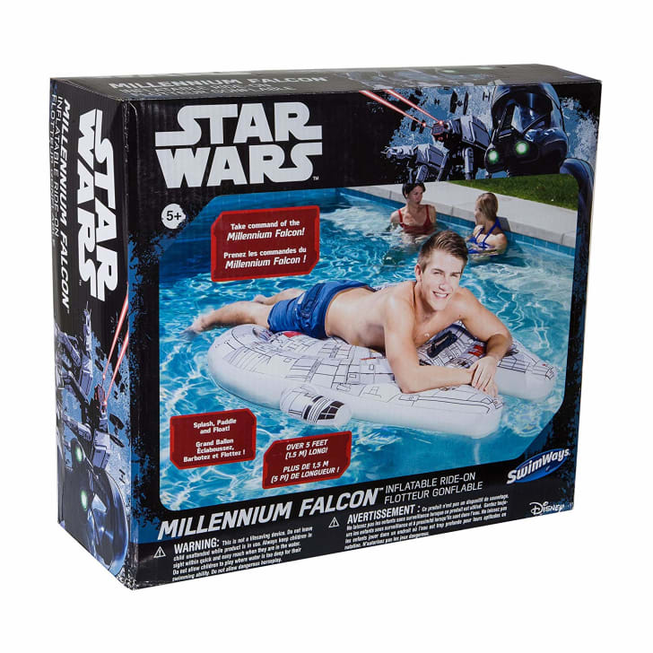 Star Wars-themed pool float in box.