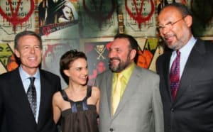 Natalie Portman and Hugo Weaving arrive for the premiere of their new movie  V For Vendetta at the Rose Theater in the Time Warner Center in New York  on March 13, 2006. (