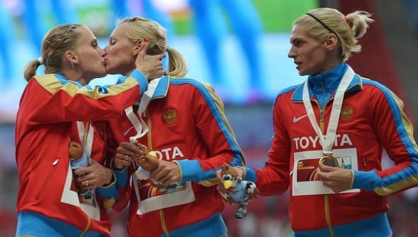 Russian Sprinters Deny Podium Kiss Was Sign Of Protest