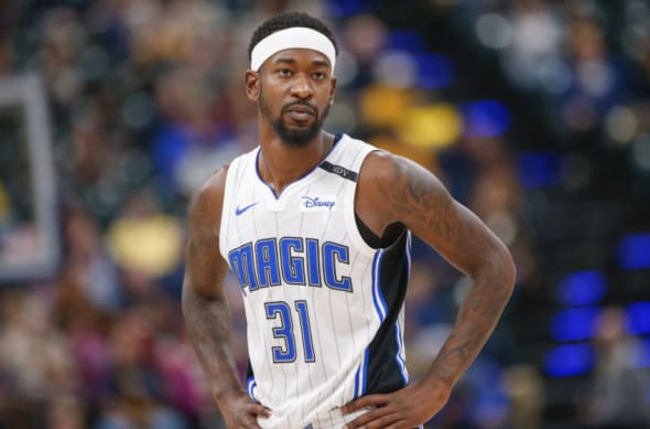 Orlando Magic's Terrence Ross (#8) shoots a three pointer. (Amway Center in  Orlando on Friday January 4, 2020) Photo Credit: Marty Jean-Louis Stock  Photo - Alamy