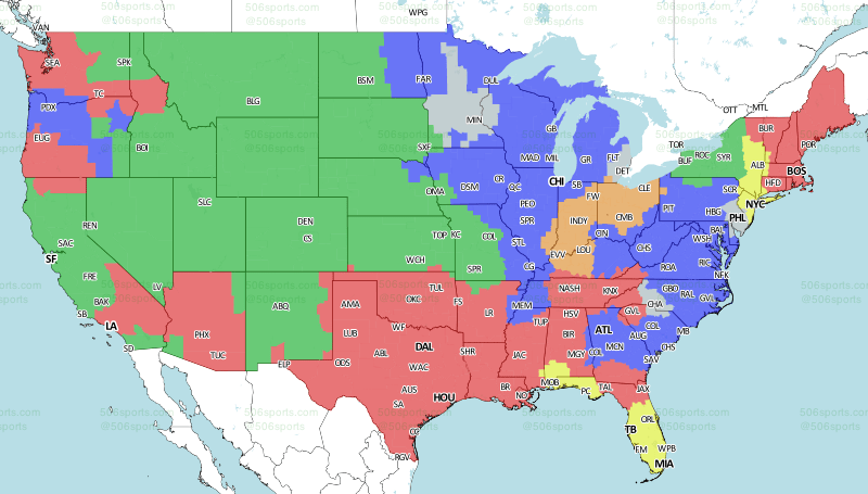 TV broadcast maps for Week 3 of NFL action