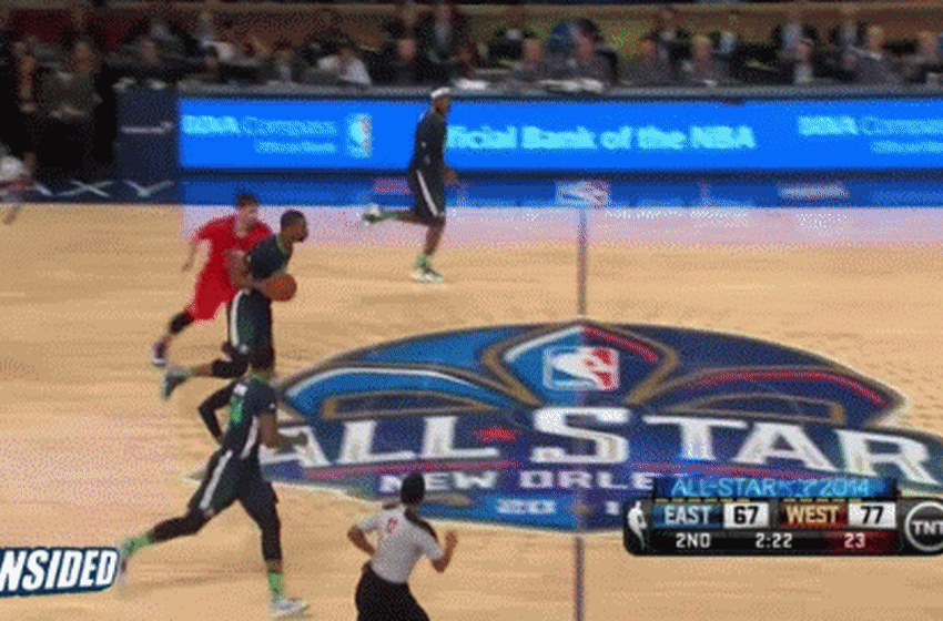 Nba All Star Game Lebron James Slams Home An Alley Oop Gif