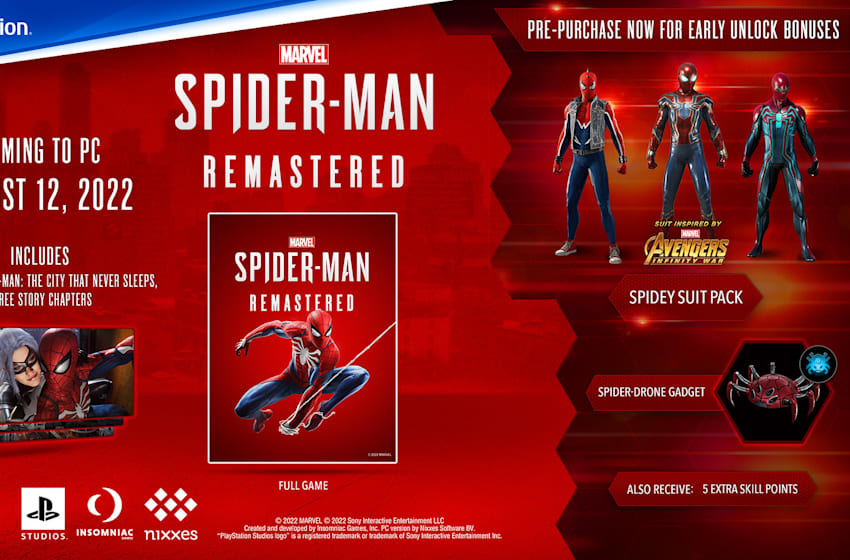 Marvel's SpiderMan Remastered PC specs and prepurchase details