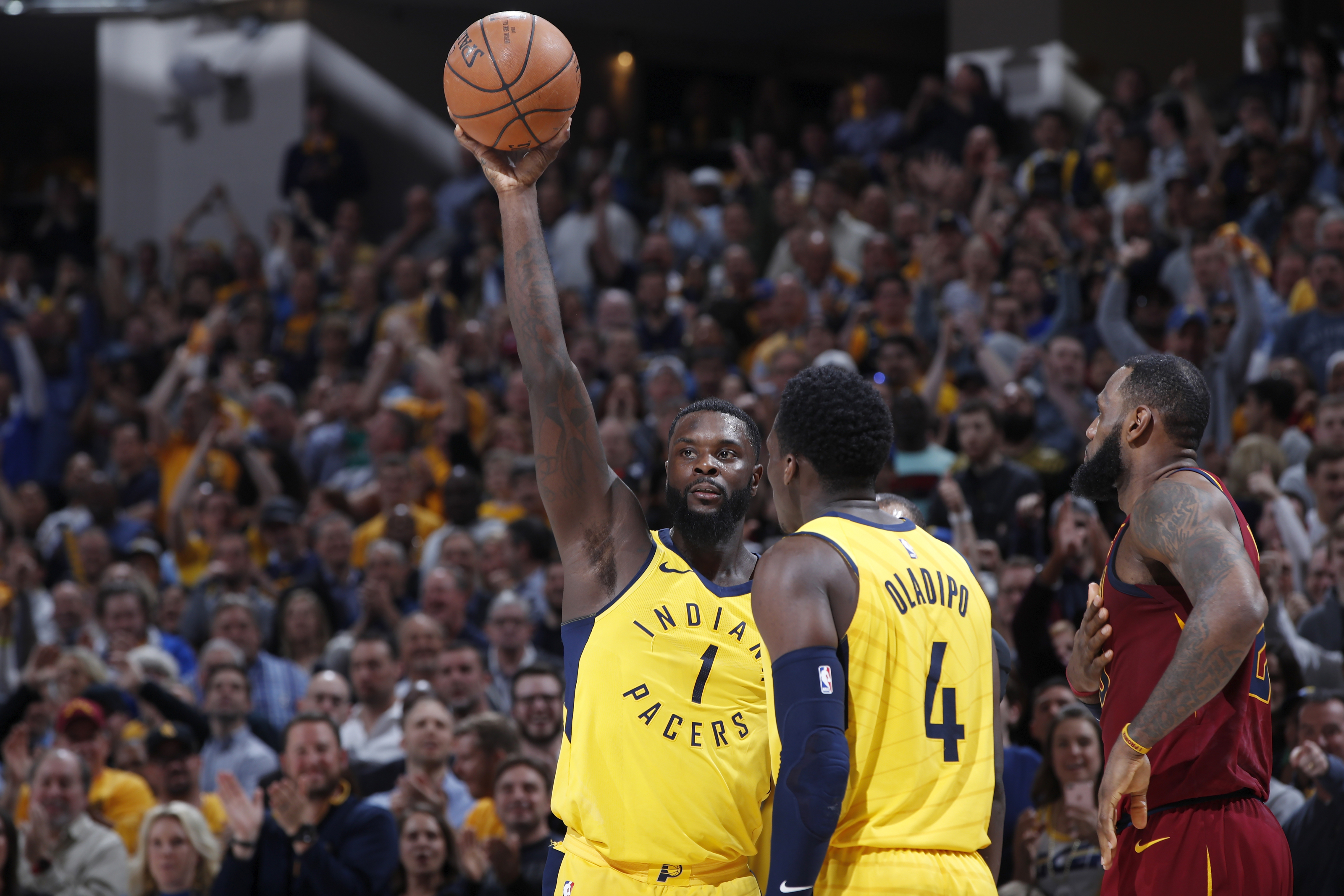 Lance Stephenson of the Indiana Pacers celebrates during the 108-90 News  Photo - Getty Images