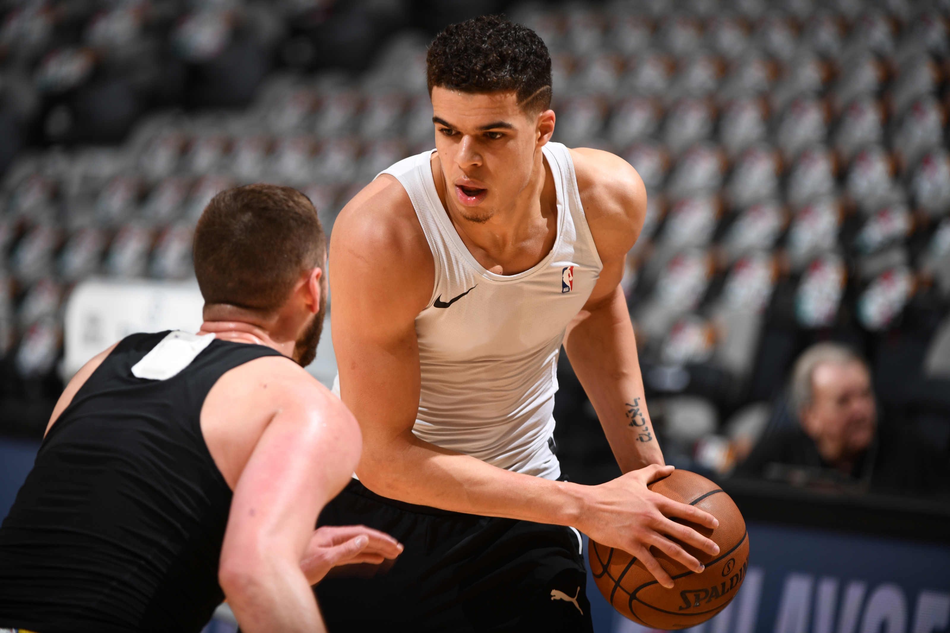 Michael Porter Jr. #1 of the Denver Nuggets dribbles during the game