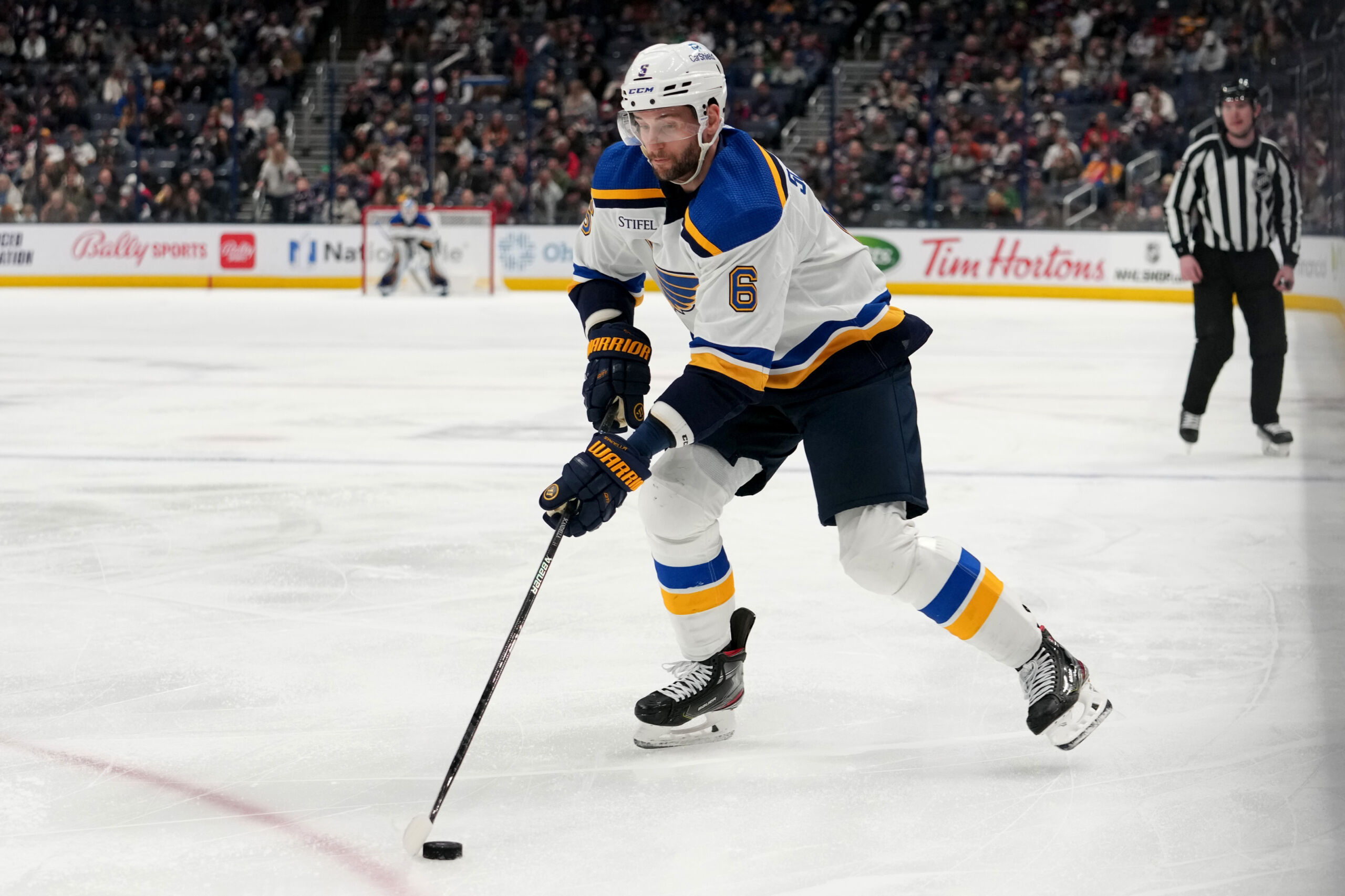St. Louis Blues] Marco Scandella gets a high-stick to the face