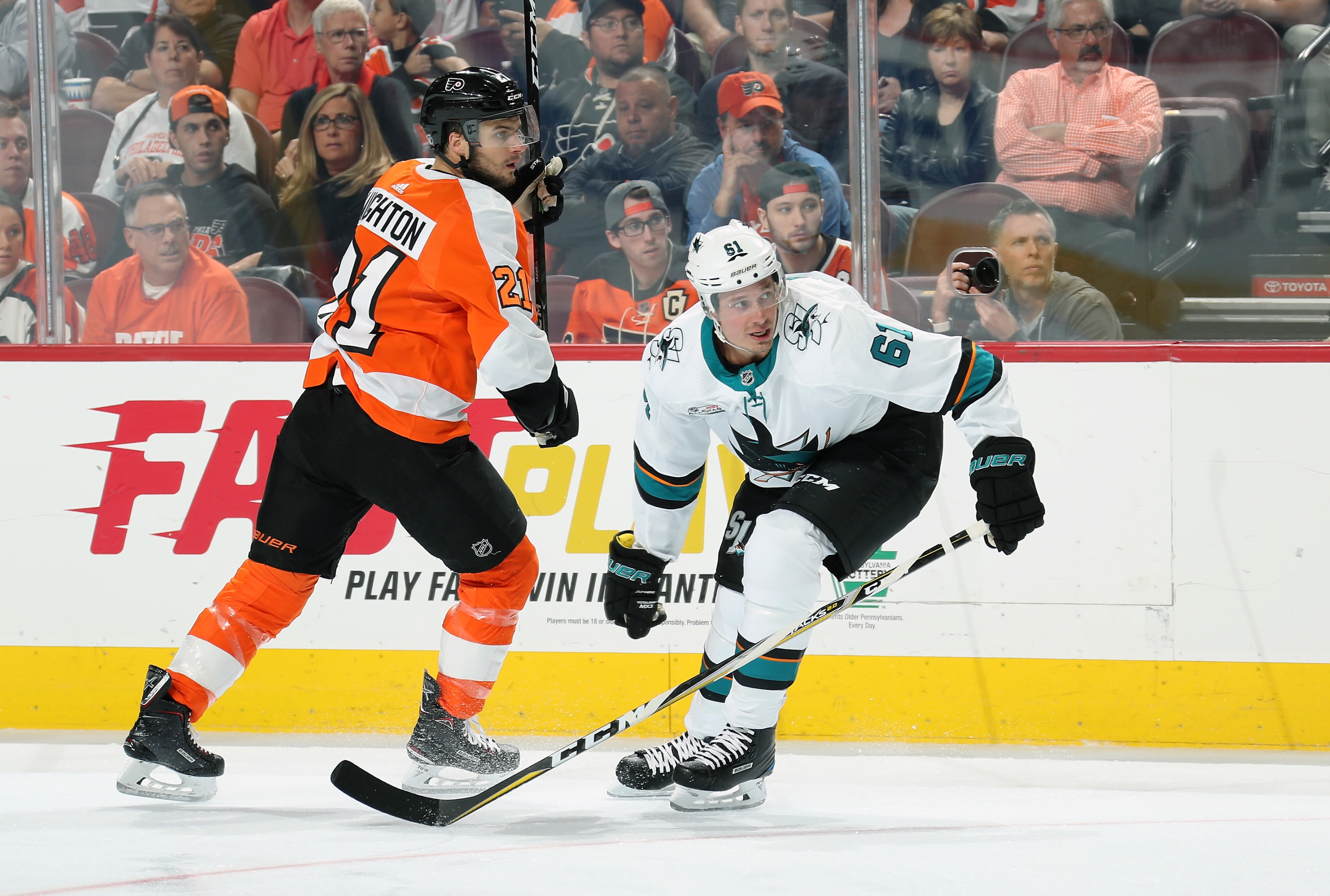 Scott Laughton Philadelphia Flyers Game Worn 2019-20 Set 2 Third