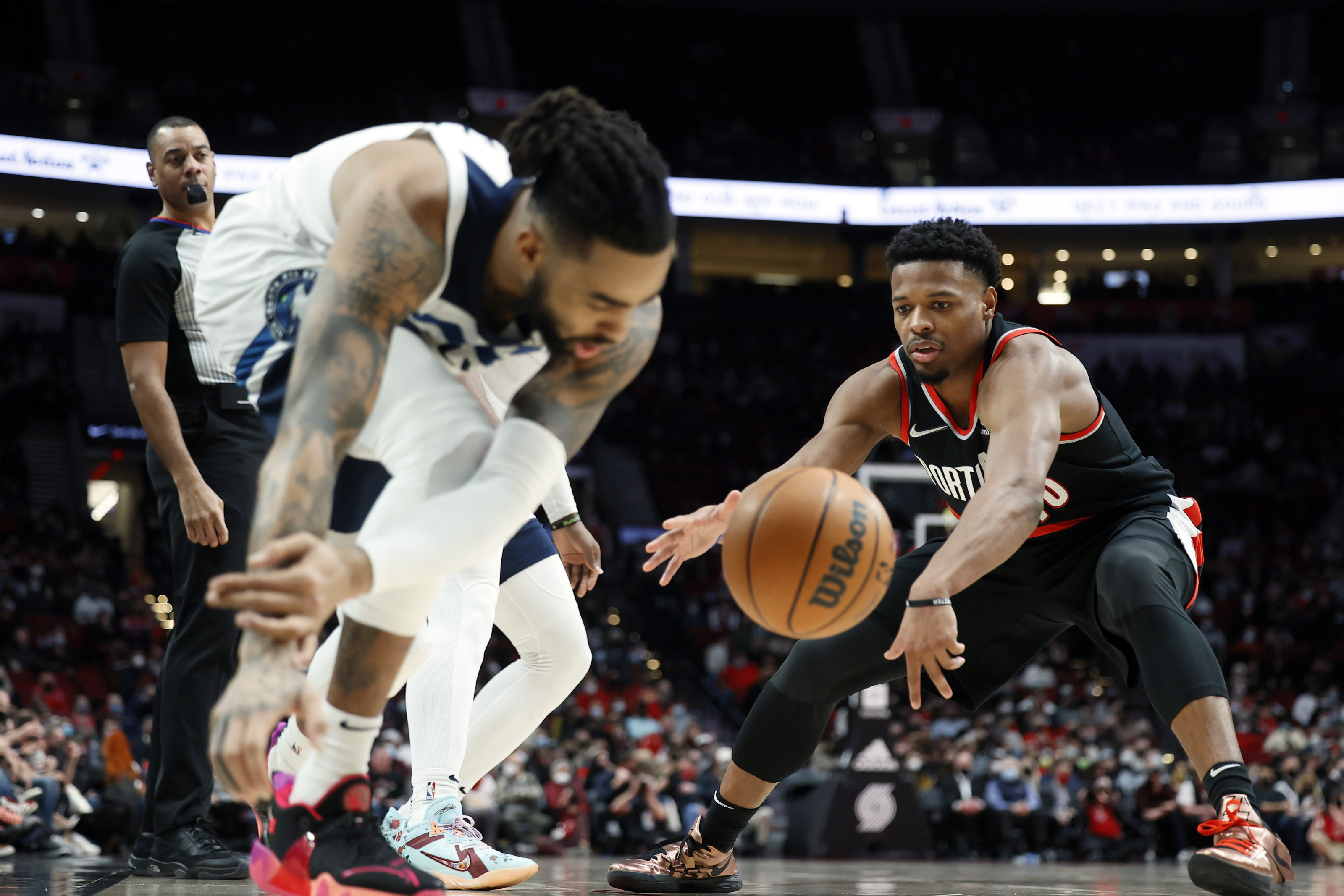 Portland Trail Blazers guard Dennis Smith Jr. dribbles during the