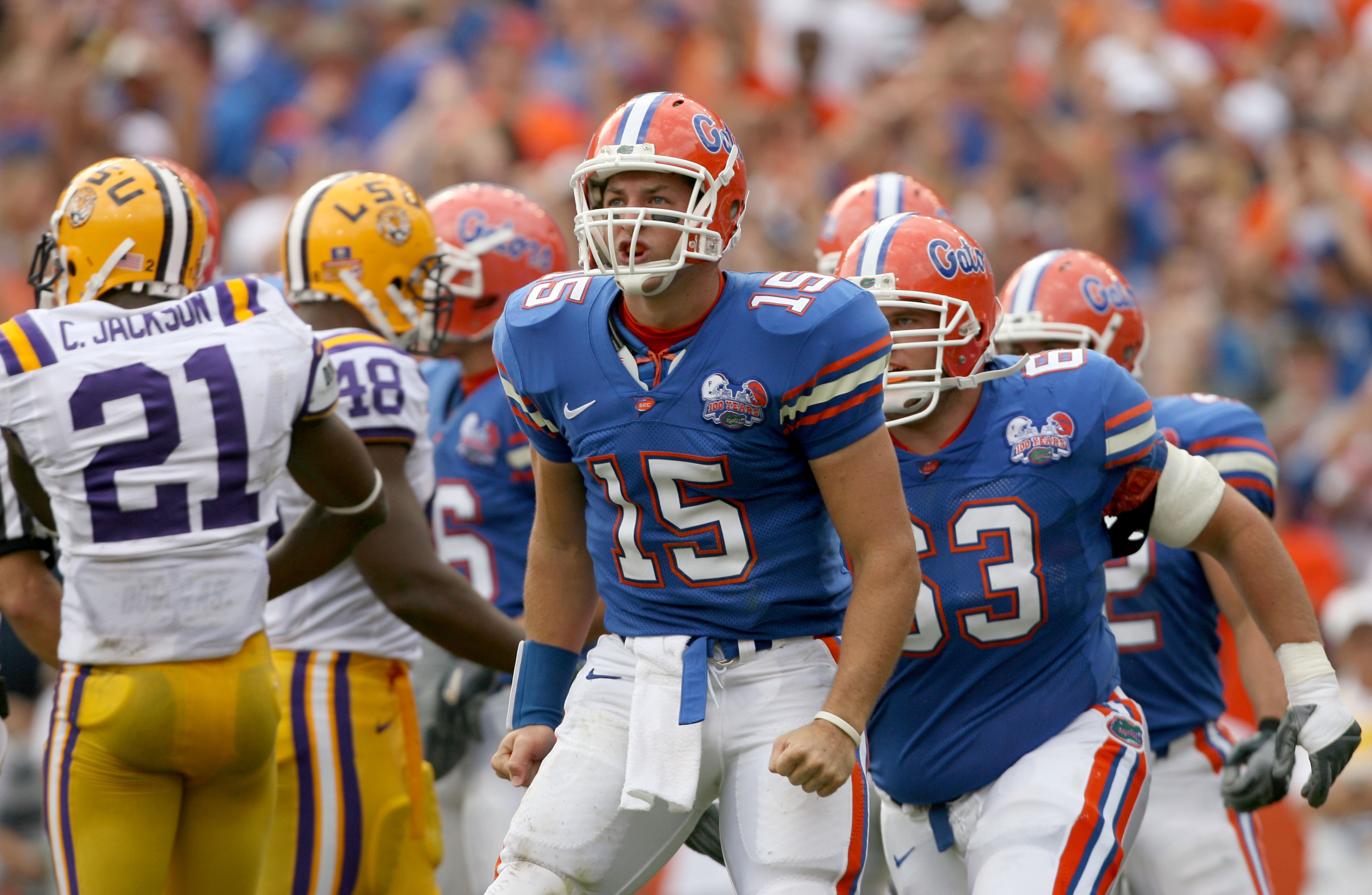Florida quarterback Tim Tebow (15) during the game between the