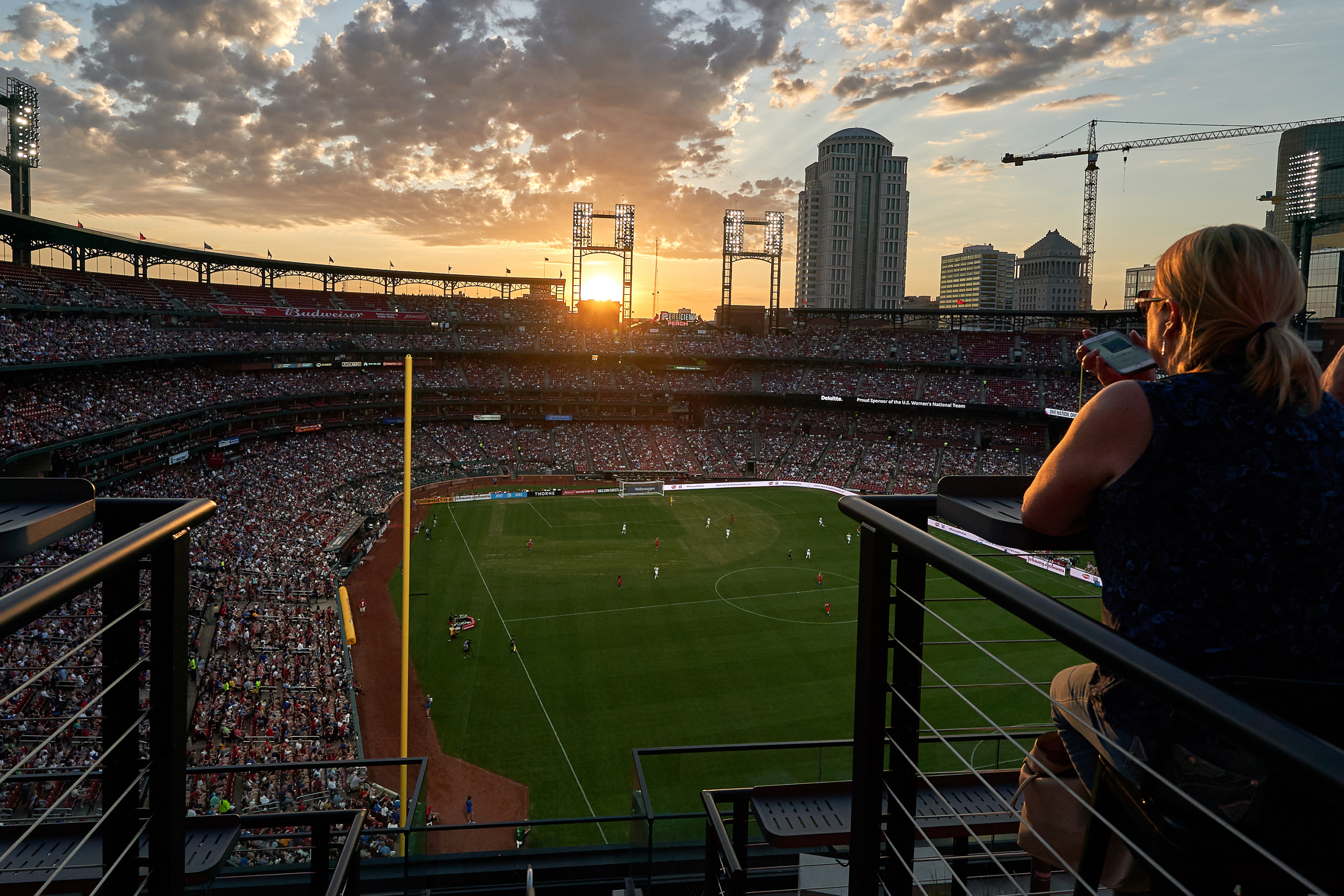 August 3, 2018: View of the stadium as the sunset during the MLB