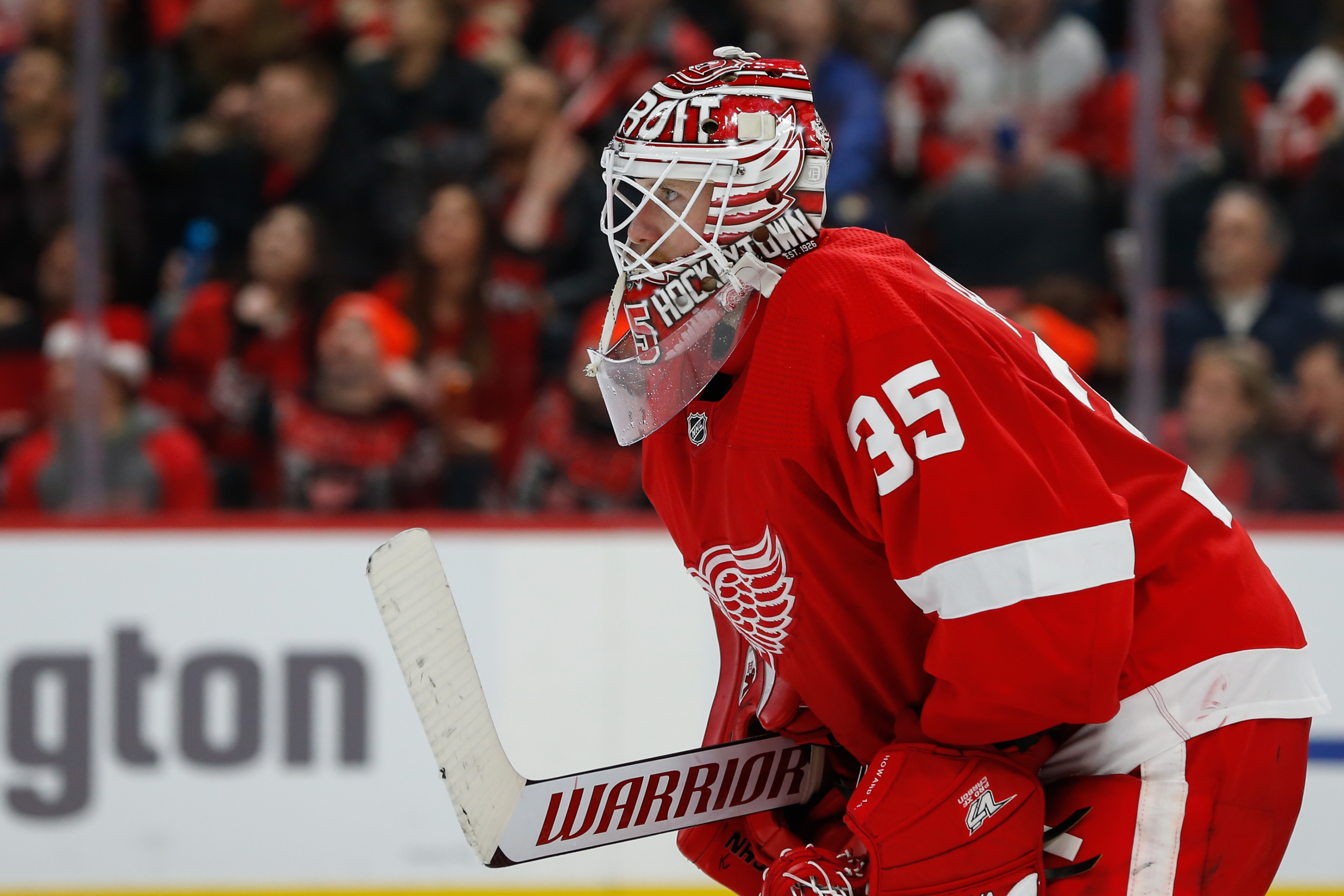 Detroit Red Wings netminder Chris Osgood during opening night game in  News Photo - Getty Images