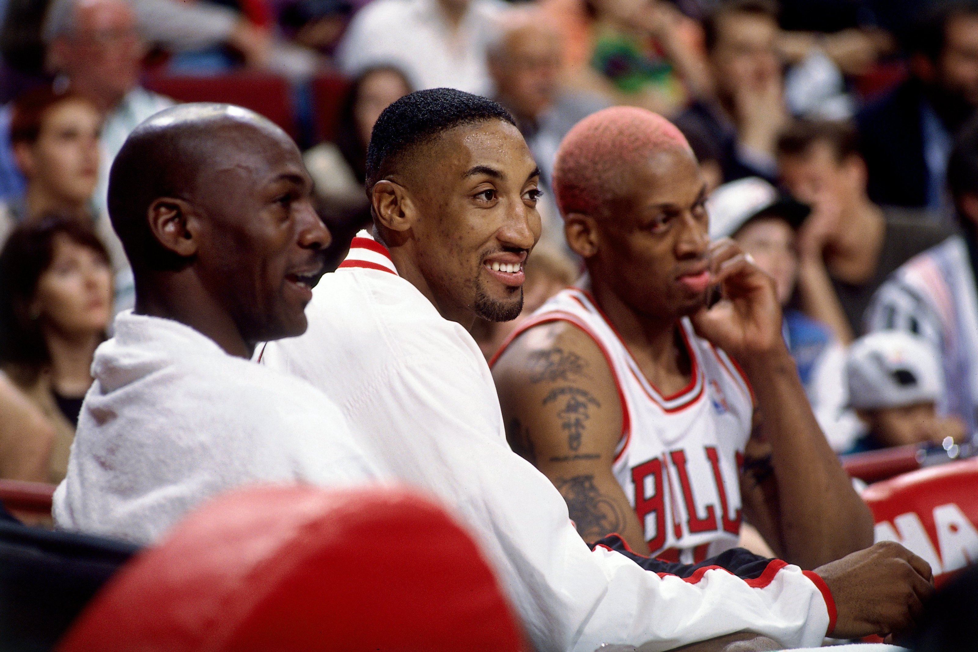 chicago Bulls champion Dennis Rodman Michael Jordan and Scottie