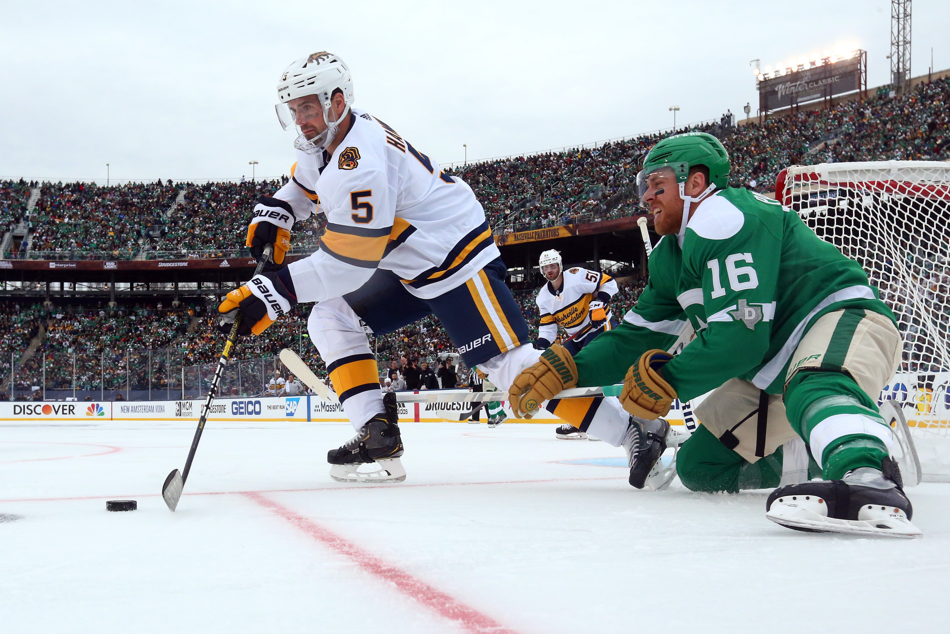 Tyler Seguin of the Dallas Stars skates the puck into the Nashville News  Photo - Getty Images