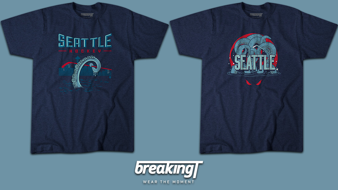 CustomCat Seattle Kraken Anchor Retro NHL T-Shirt Carolina Blue / S