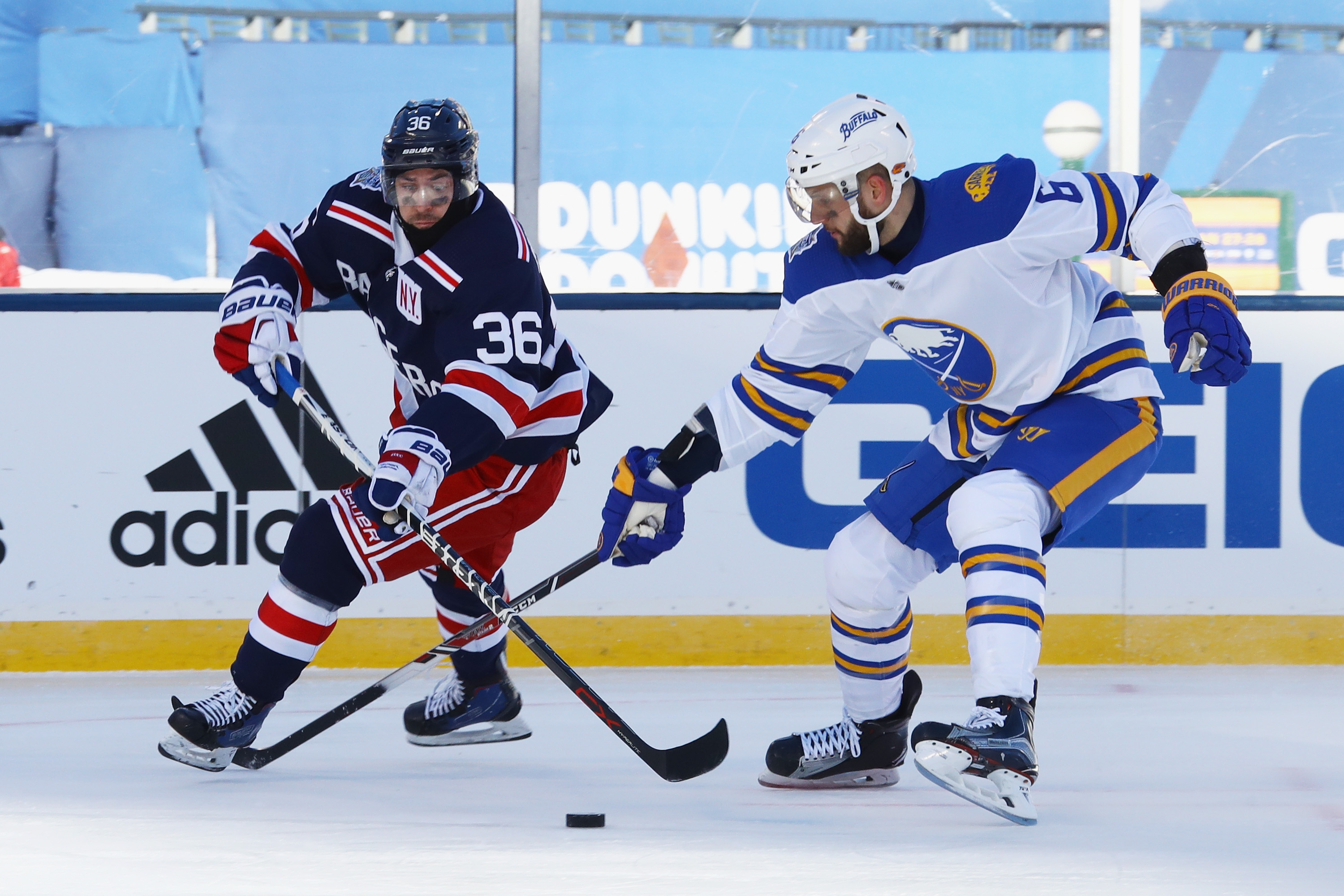 Buffalo Sabres - 2018 Bridgestone NHL Winter Classic - New York Rangers v  Buffalo Sabres NEW YORK, NY - JANUARY 1: Jack Eichel #15 of the Buffalo  Sabres skates the puck out