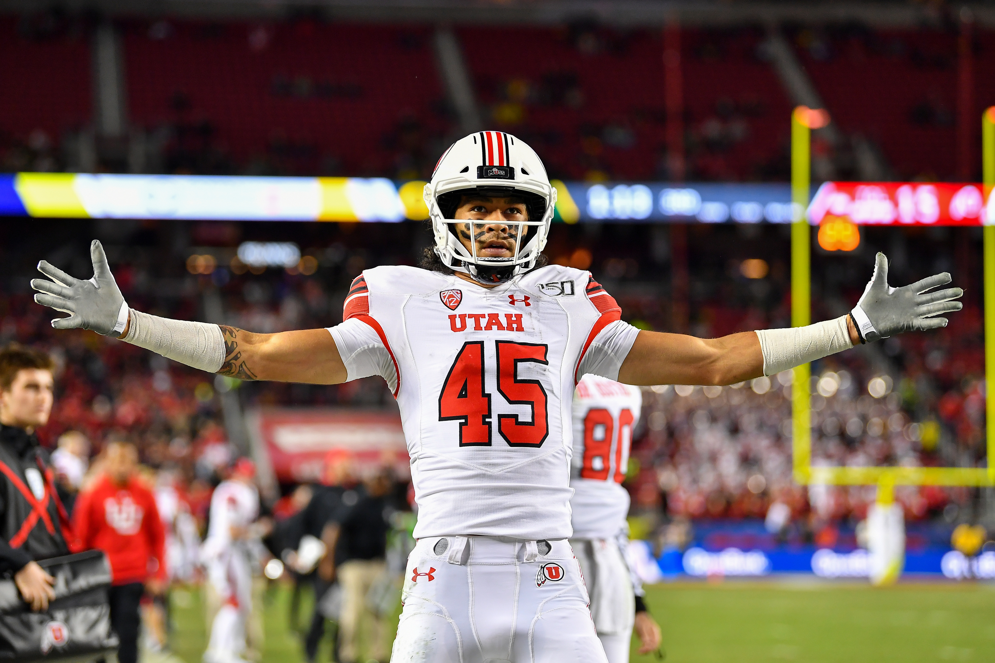 Detail shot of the Utah Utes logo on their uniform before the Utes News  Photo - Getty Images