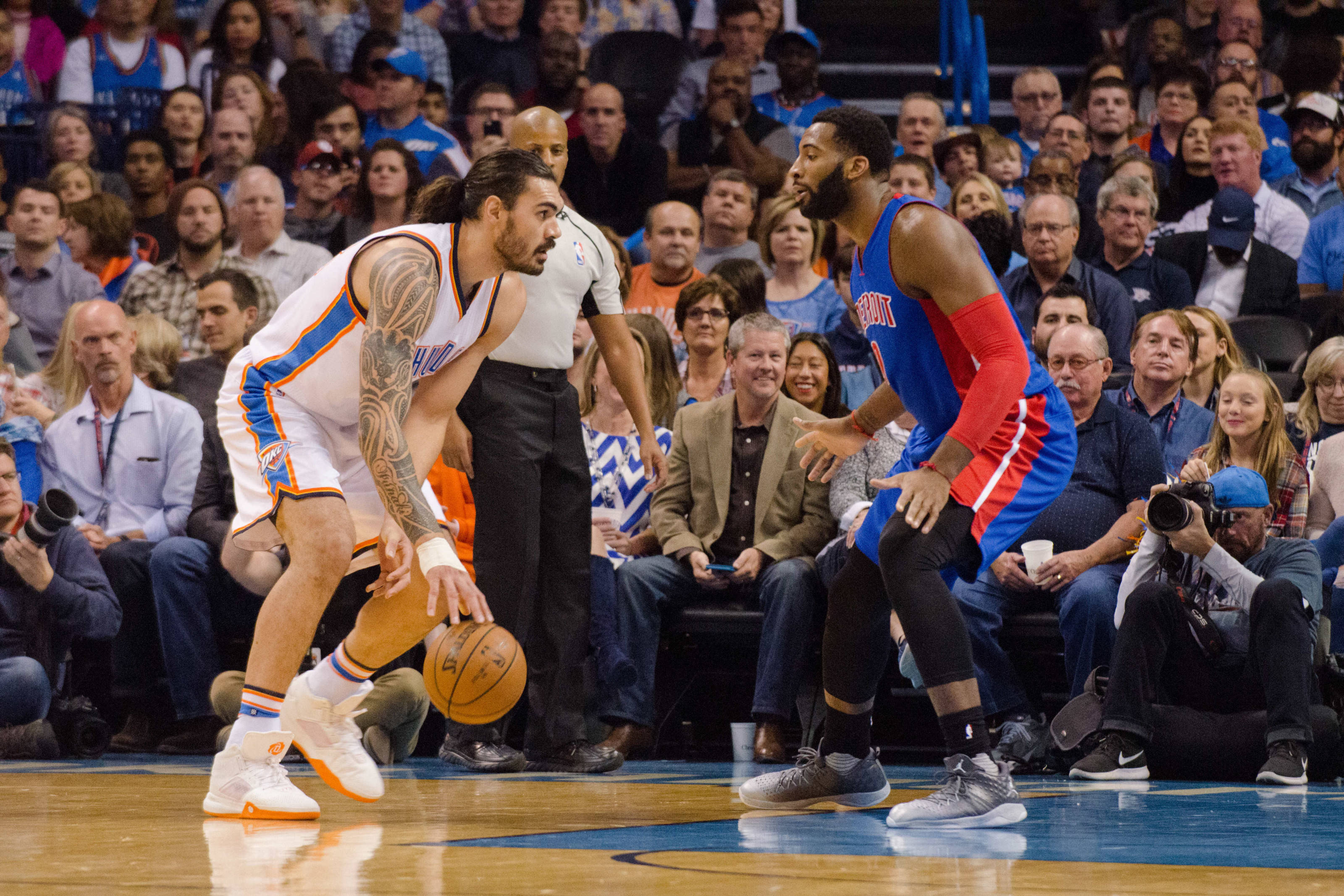 The shoes belonging to Steven Adams of the Oklahoma City Thunder in a  News Photo - Getty Images