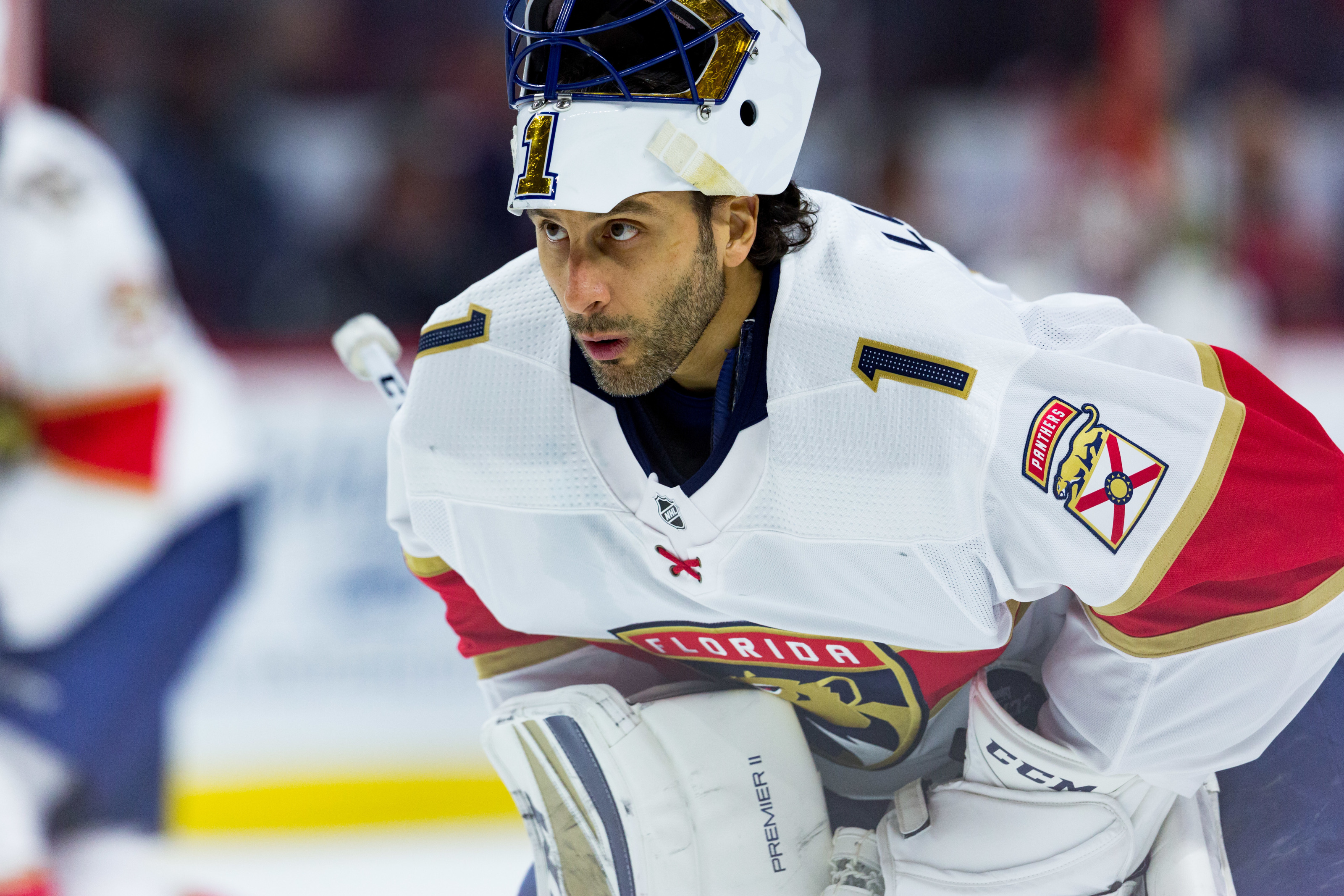 Roberto Luongo's No. 1 jersey goes to the Panthers' rafters