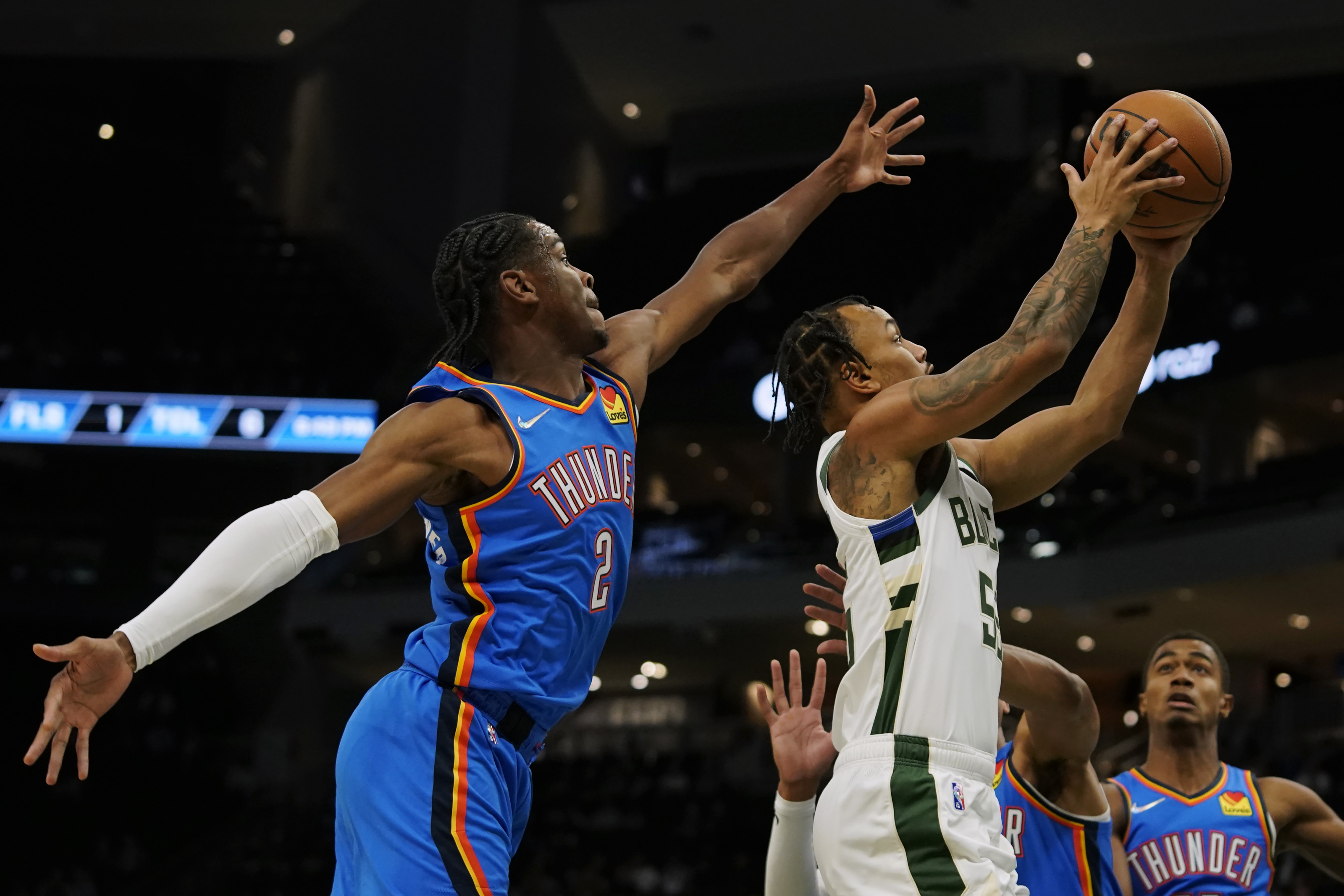 Derrick Favors of the Oklahoma City Thunder shoots the ball during