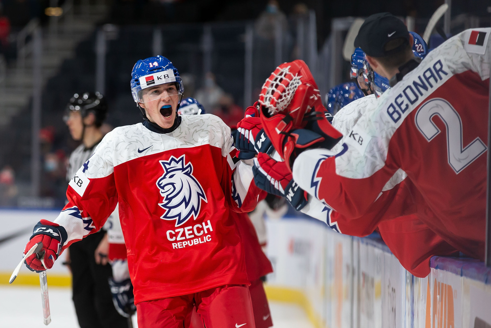 USA celebrates after scoring during the 2023 IIHF Ice Hockey World News  Photo - Getty Images
