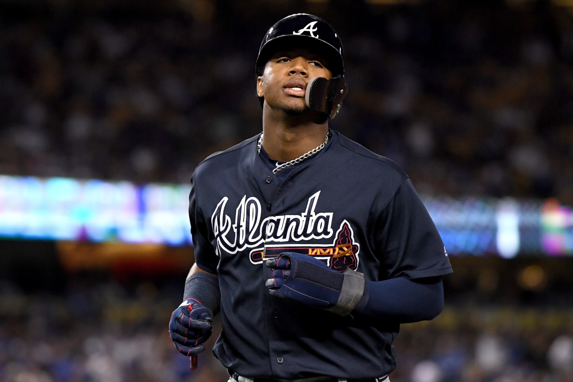 Home Run Derby: Ronald Acuna Jr. startled by fire during introductions