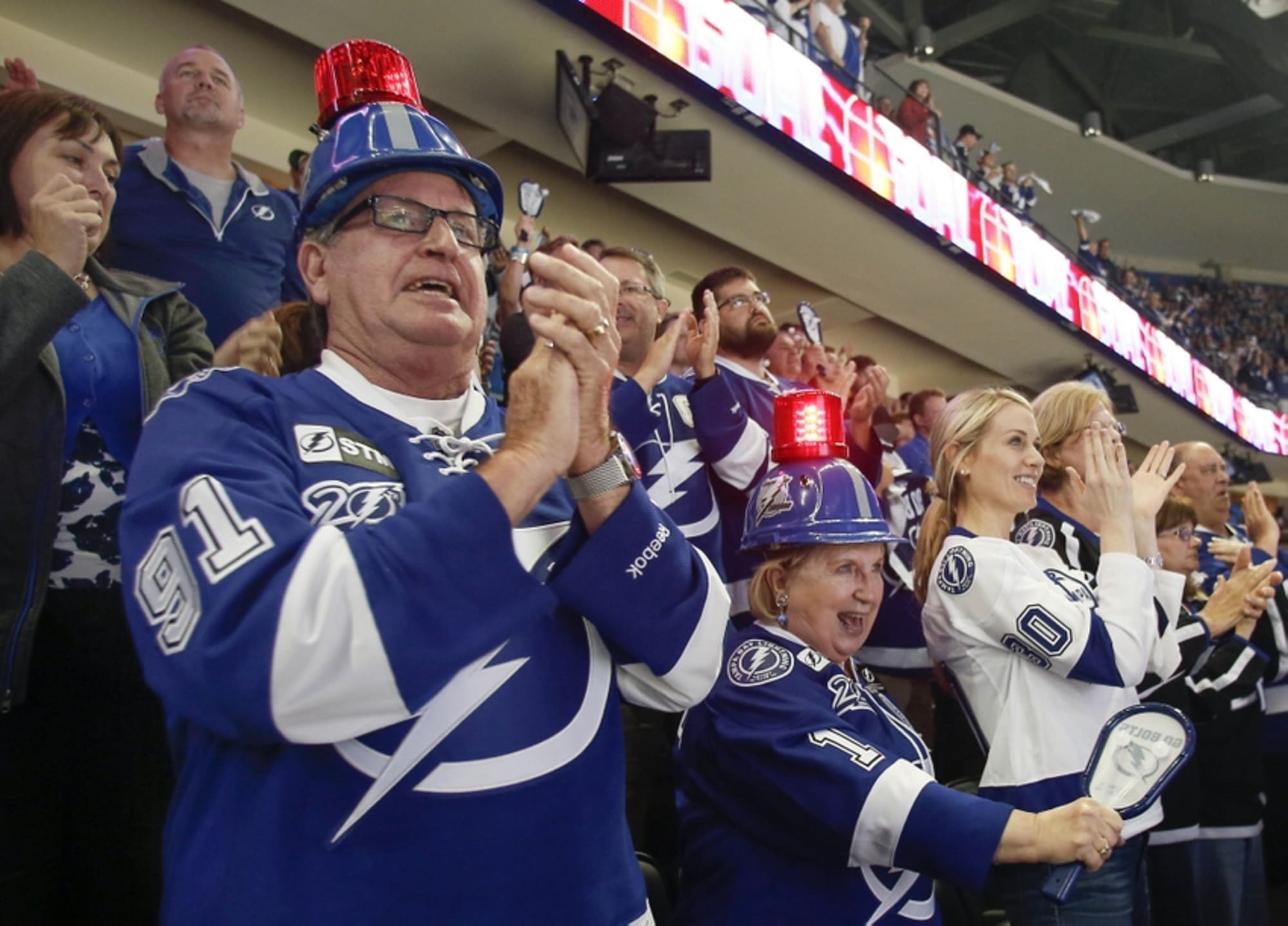 Fans celebrating Tampa Bay Lightning Stanley Cup win
