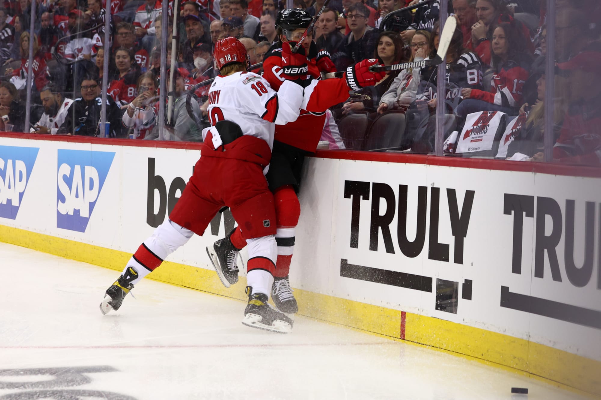 New Jersey Devils' John Marino (6) during the third period of an