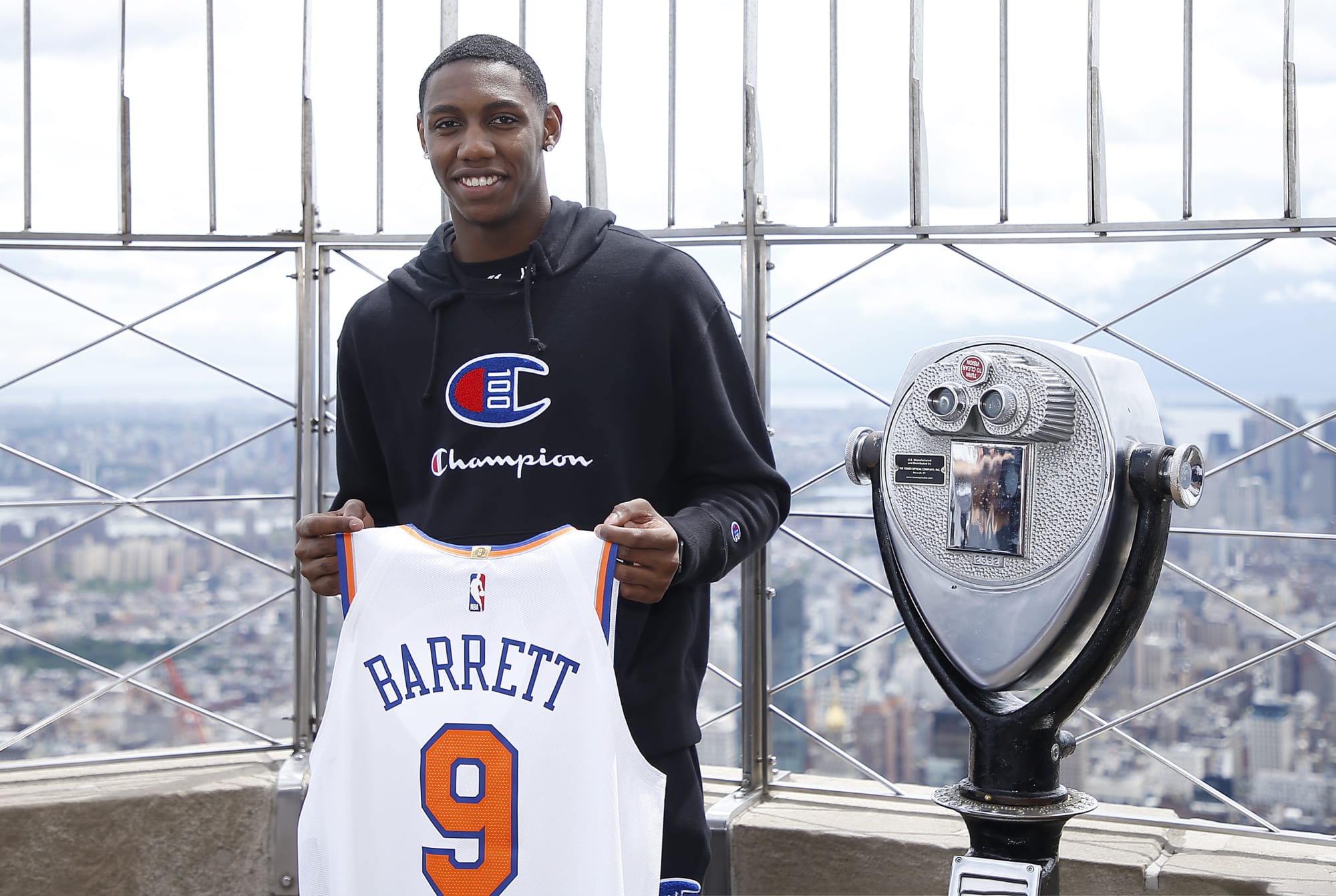 RJ Barrett New York Knicks Game-Used #9 White Jersey vs. Los