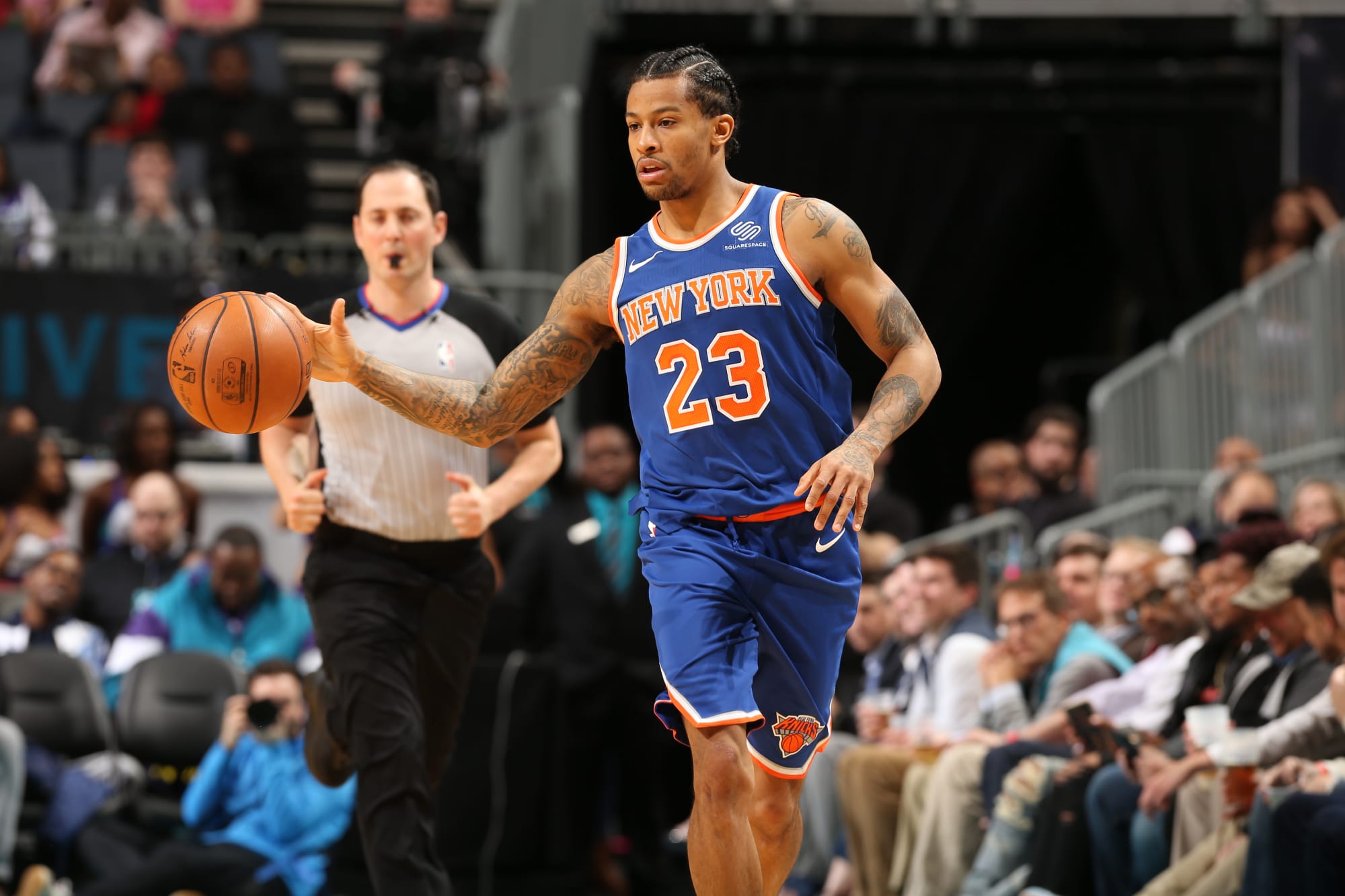 Is Trey Burke dropping “son” at the end of sentences now? 😂That NY swag  rubbing off 🔊🆙 to hear the guys talk about their New York firsts, By  New York Knicks