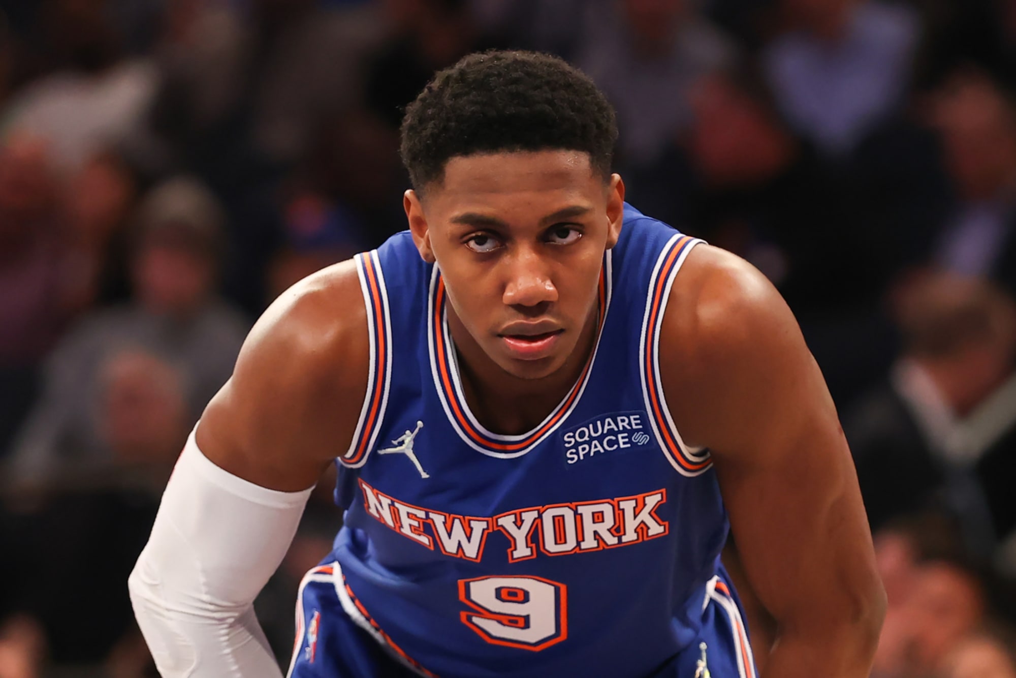 RJ Barrett New York Knicks Game-Used #9 White Jersey vs. Los Angeles  Clippers on February 4, 2023
