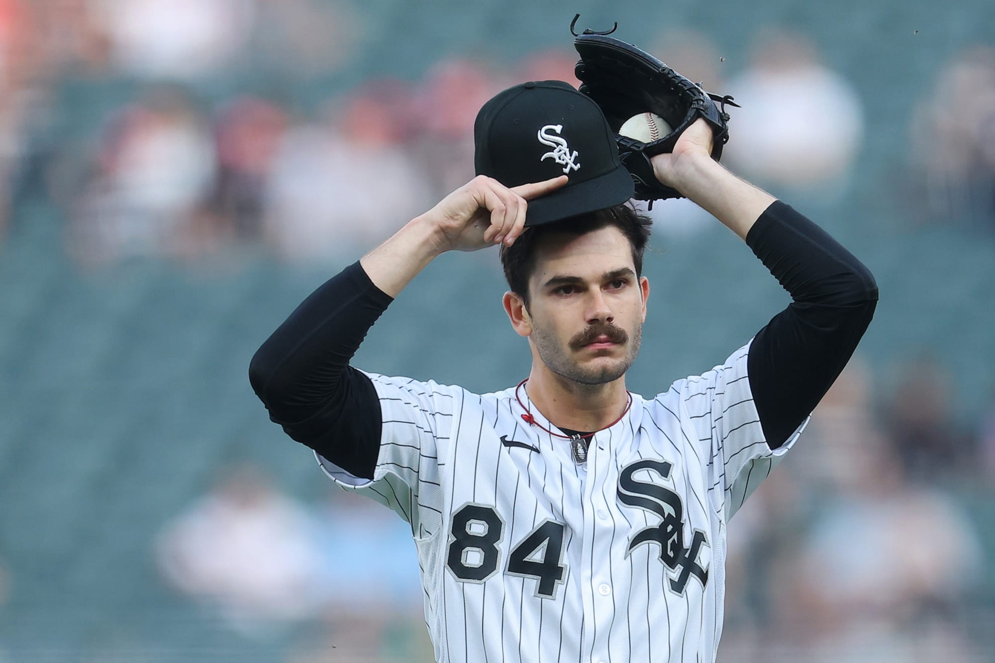 Joe Kelly of the Chicago White Sox reacts against the Texas Rangers News  Photo - Getty Images
