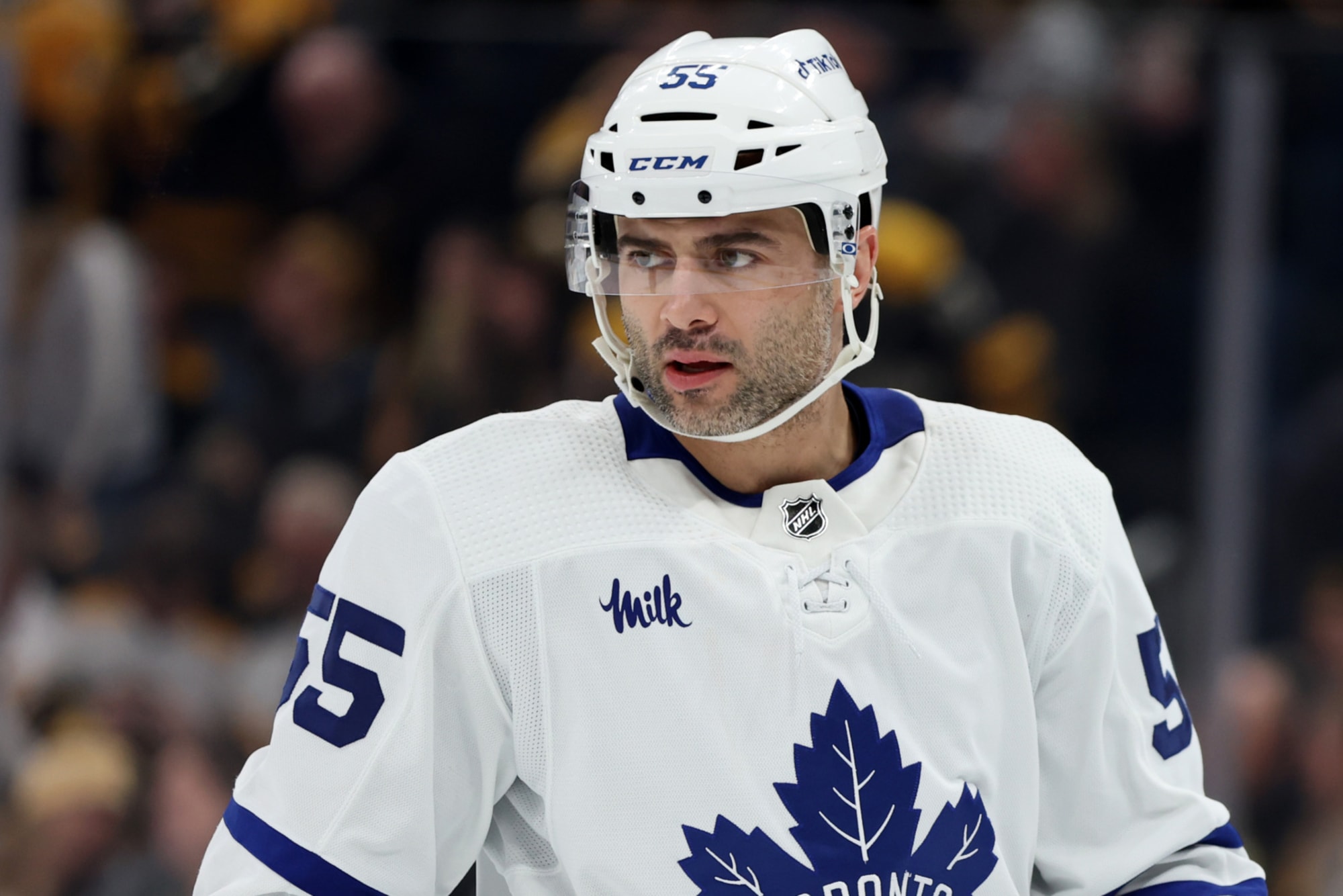 Mark Giordano Toronto Maple Leafs Unsigned Play The Puck Into Offensive Zone Photograph