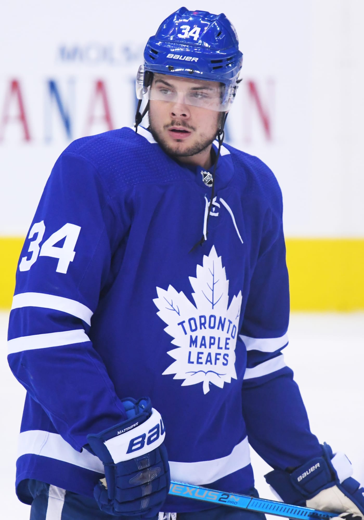 Toronto Maple Leafs Center Auston Matthews in warmups wearing the News  Photo - Getty Images
