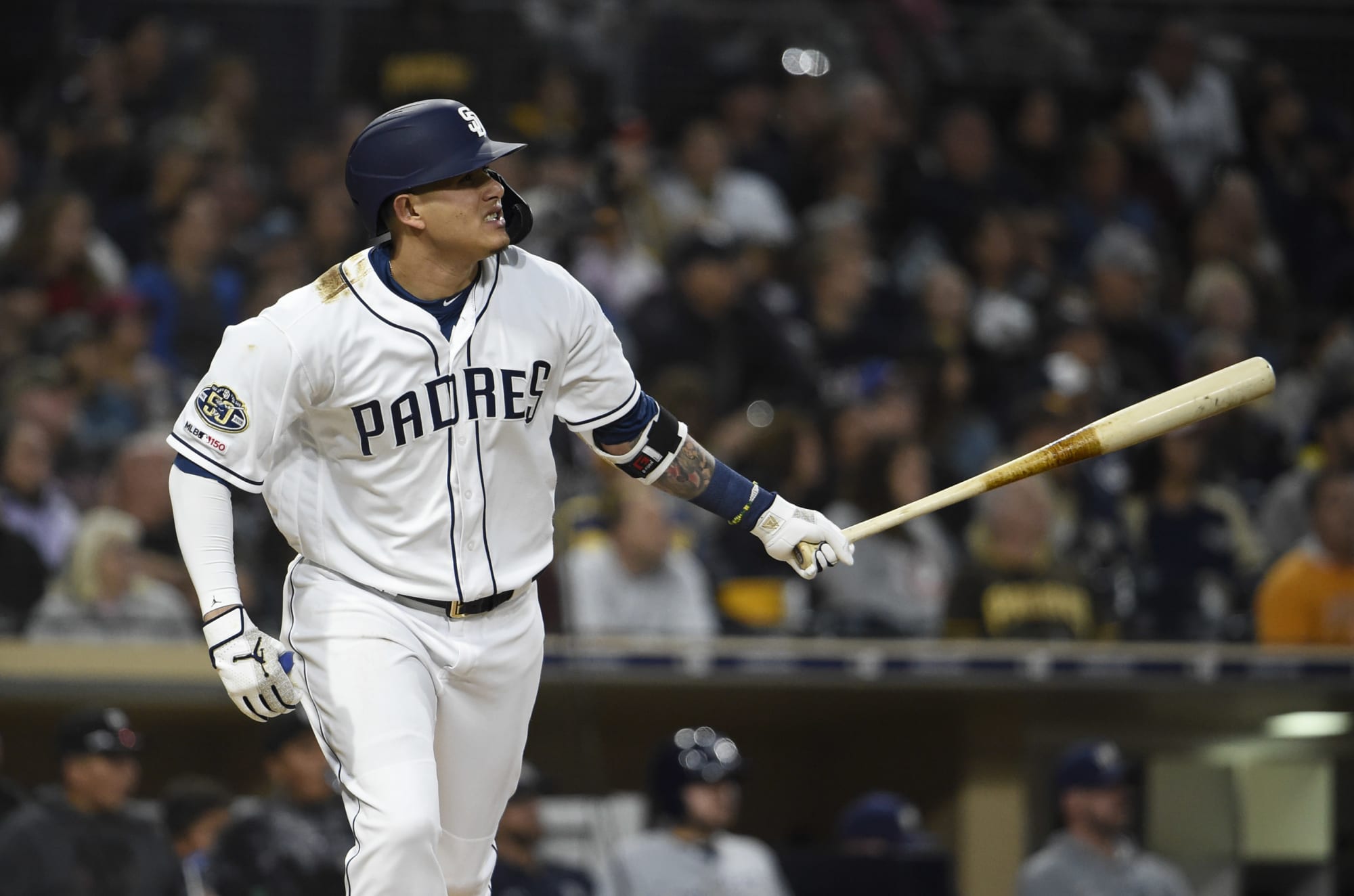 Manny Machado of the San Diego Padres hits a home run in the eighth News  Photo - Getty Images