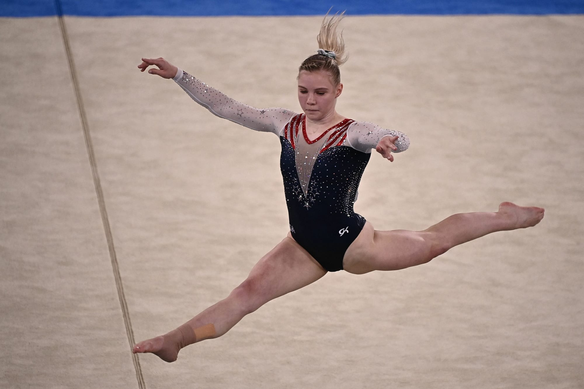 Jade Carey takes home a gold medal in the floor final at the Tokyo Olympics...