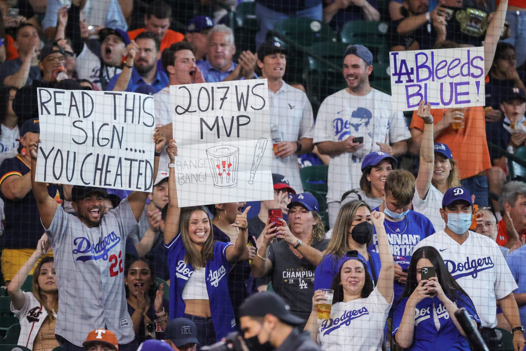 Los Angeles Dodgers fans voiced their displeasure towards the Houston Astro...