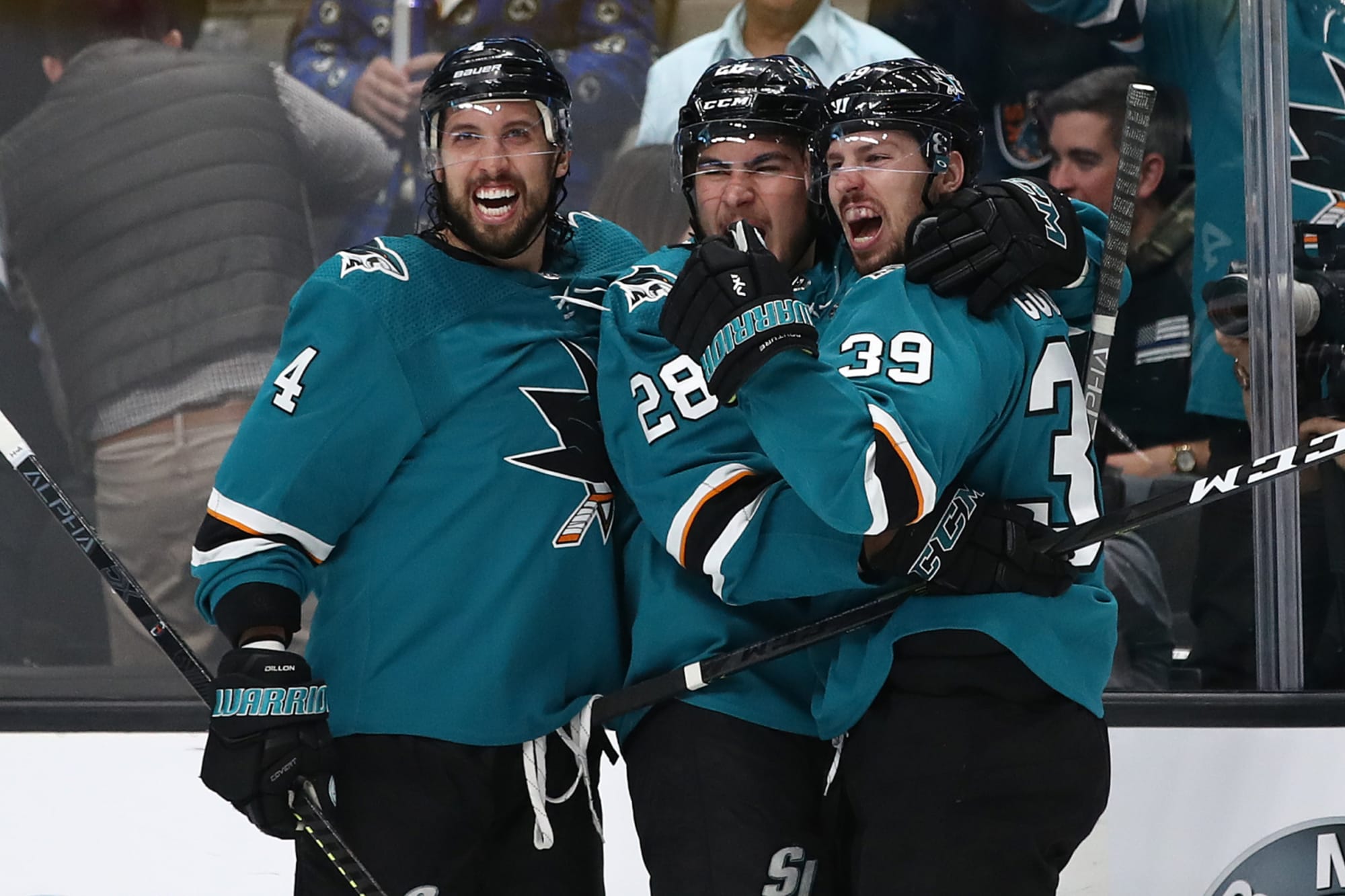 Logan Couture of the San Jose Sharks celebrates after he scored the News  Photo - Getty Images