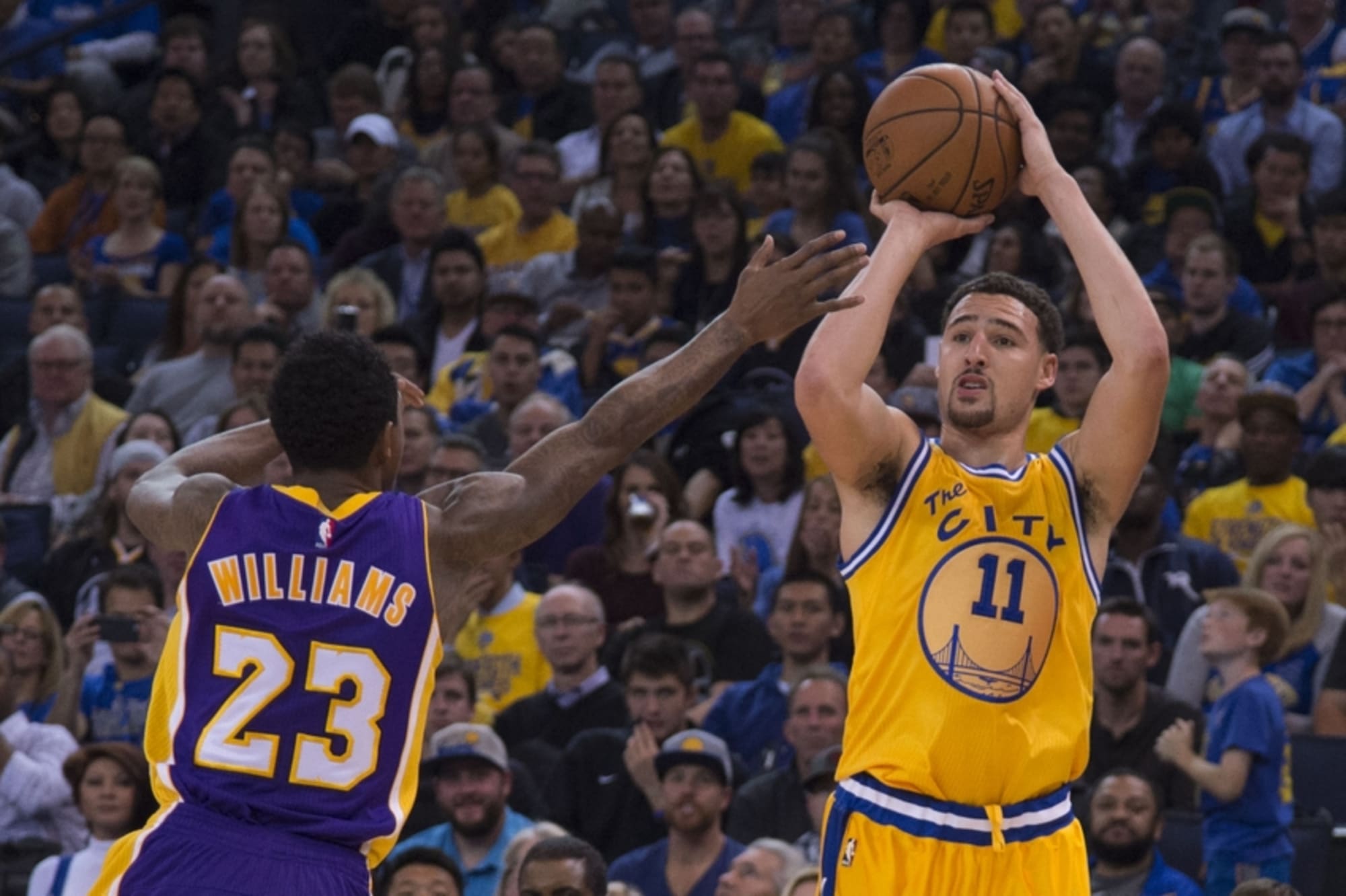 February 9, 2015: Golden State Warriors guard Klay Thompson (11