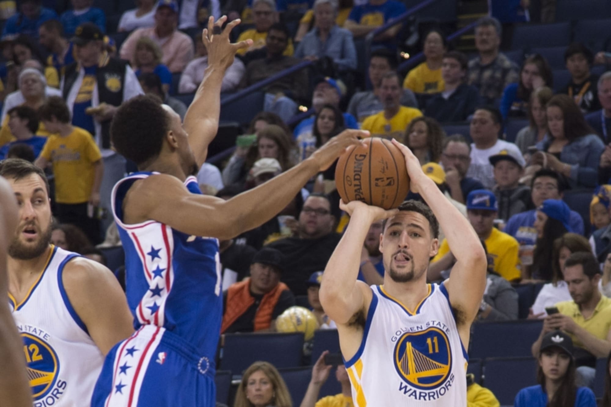 Buy Klay Thompson & Stephen Curry pose with their 2015 NBA