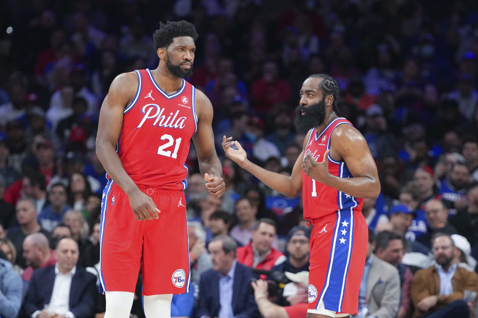 James Harden tossed, Joel Embiid almost thrown out as 76ers push Nets to  brink - The Boston Globe