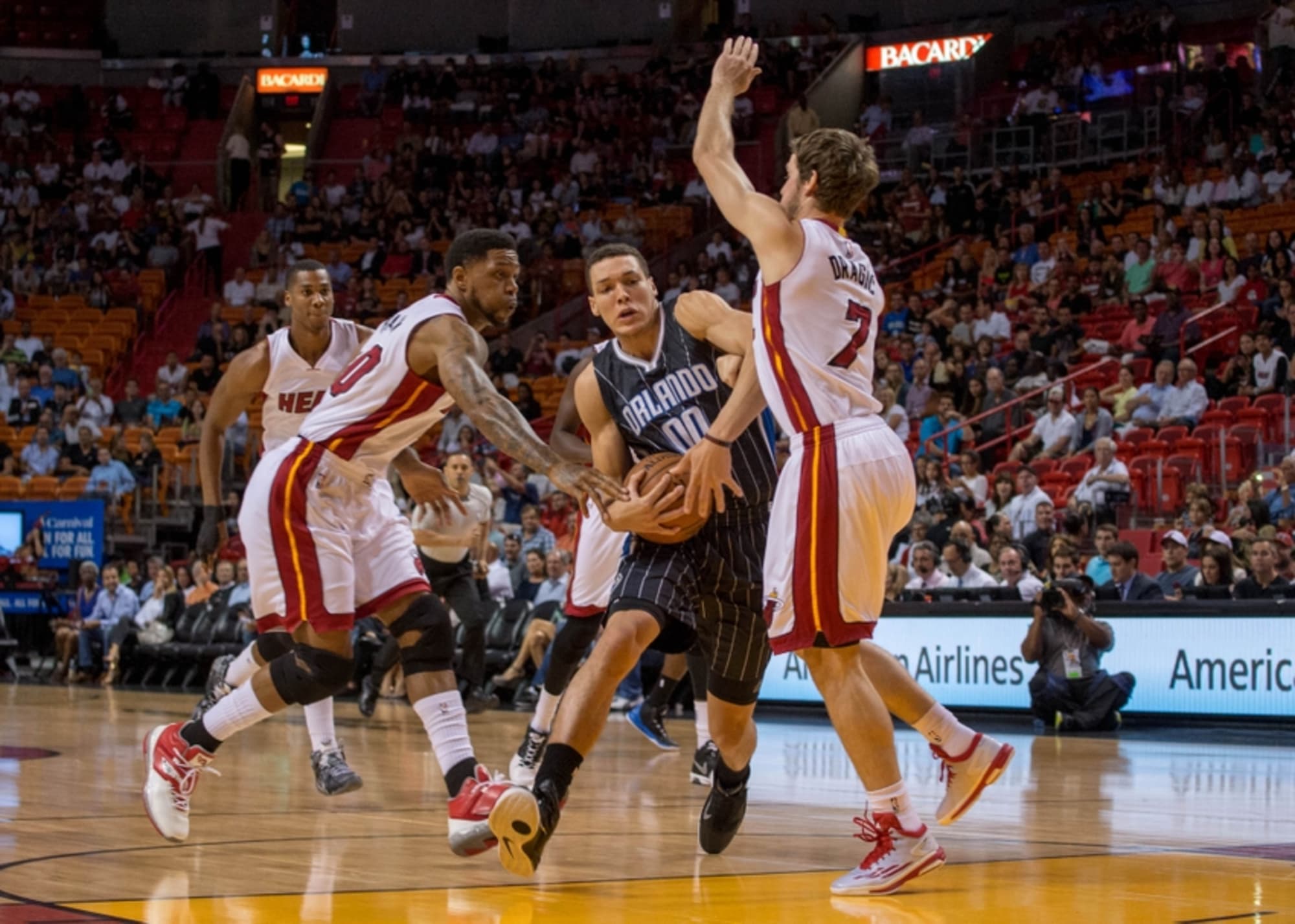 Dwyane Wade, Nikola Vucevic Represent the Heat and Magic at NBA