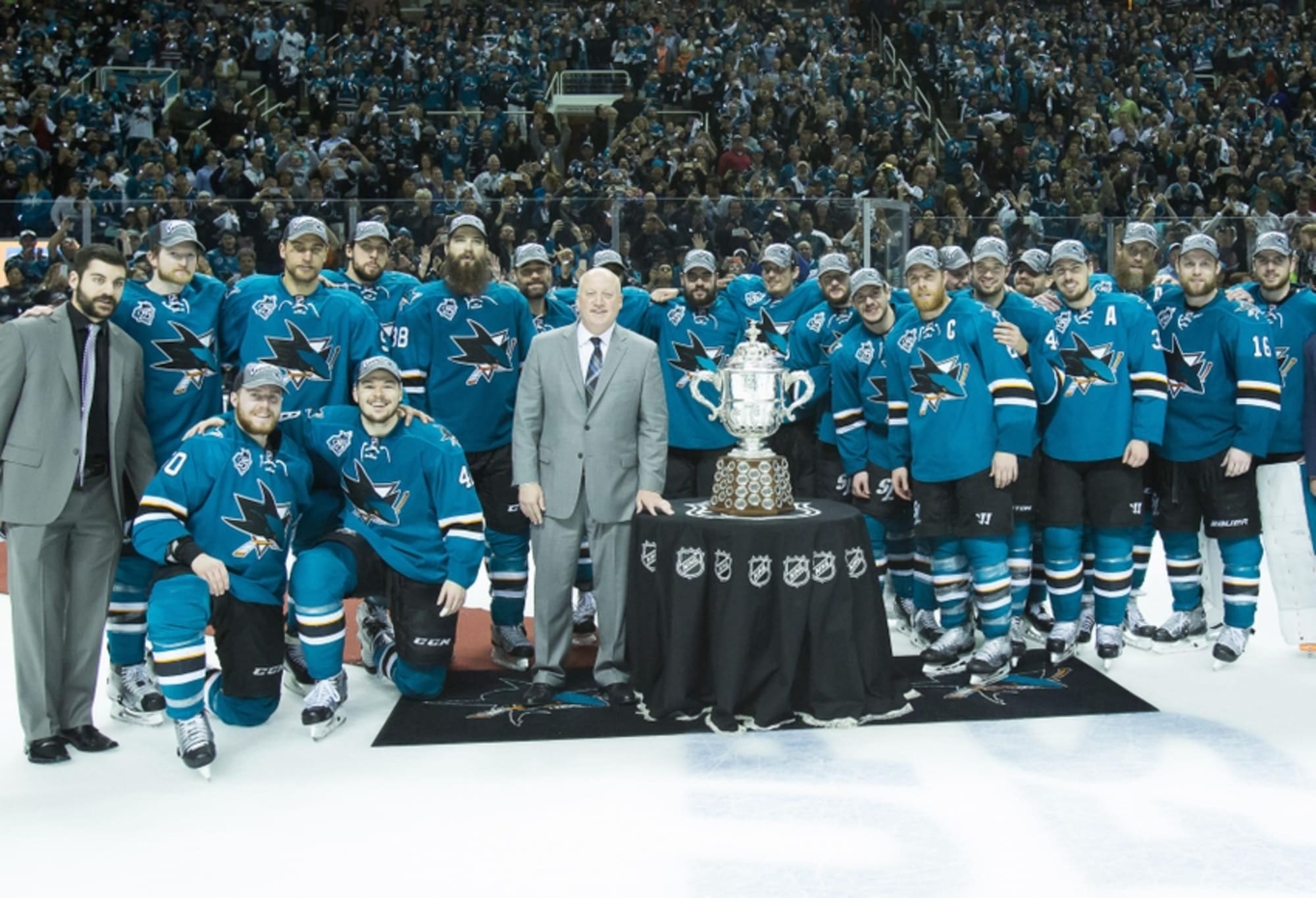 Joe Pavelski - 20x29 San Jose Sharks Celebration Canvas - 2016 Stanley Cup  Playoffs - NHL Auctions