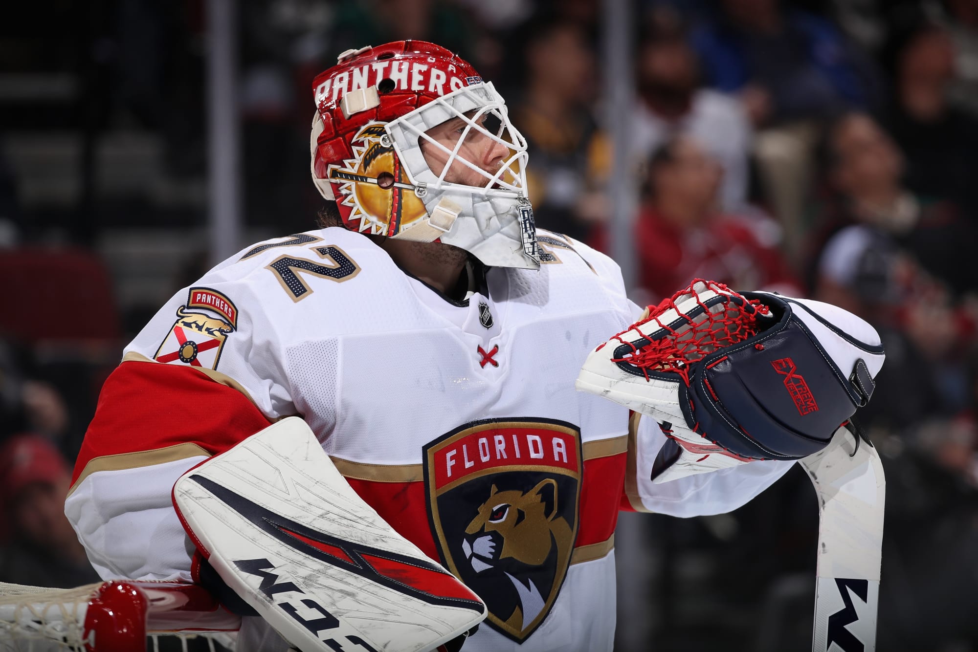 Goaltender Sergei Bobrovsky of the Florida Panthers organizes his News  Photo - Getty Images